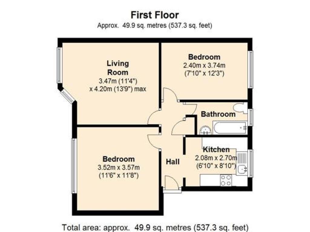 Floorplan of 2 bedroom  Flat to rent, Mulgrave Road, Sutton, SM2