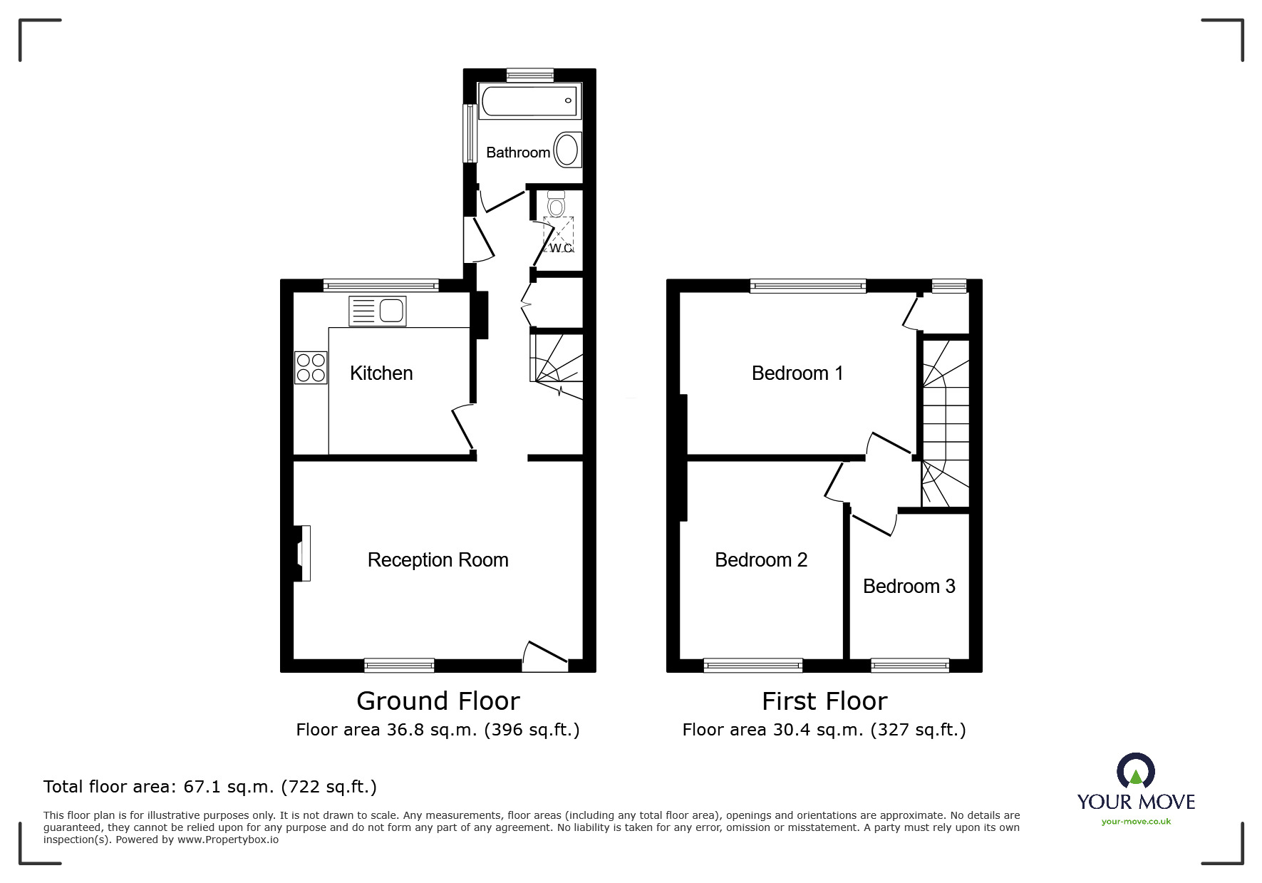 Floorplan of 3 bedroom Mid Terrace House to rent, Titchfield Road, Carshalton, SM5