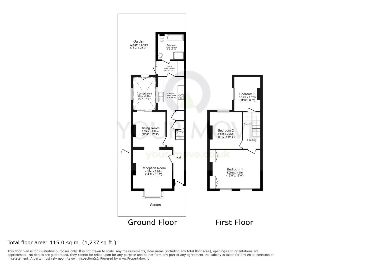 Floorplan of 3 bedroom Semi Detached House to rent, Oakhill Road, Sutton, SM1