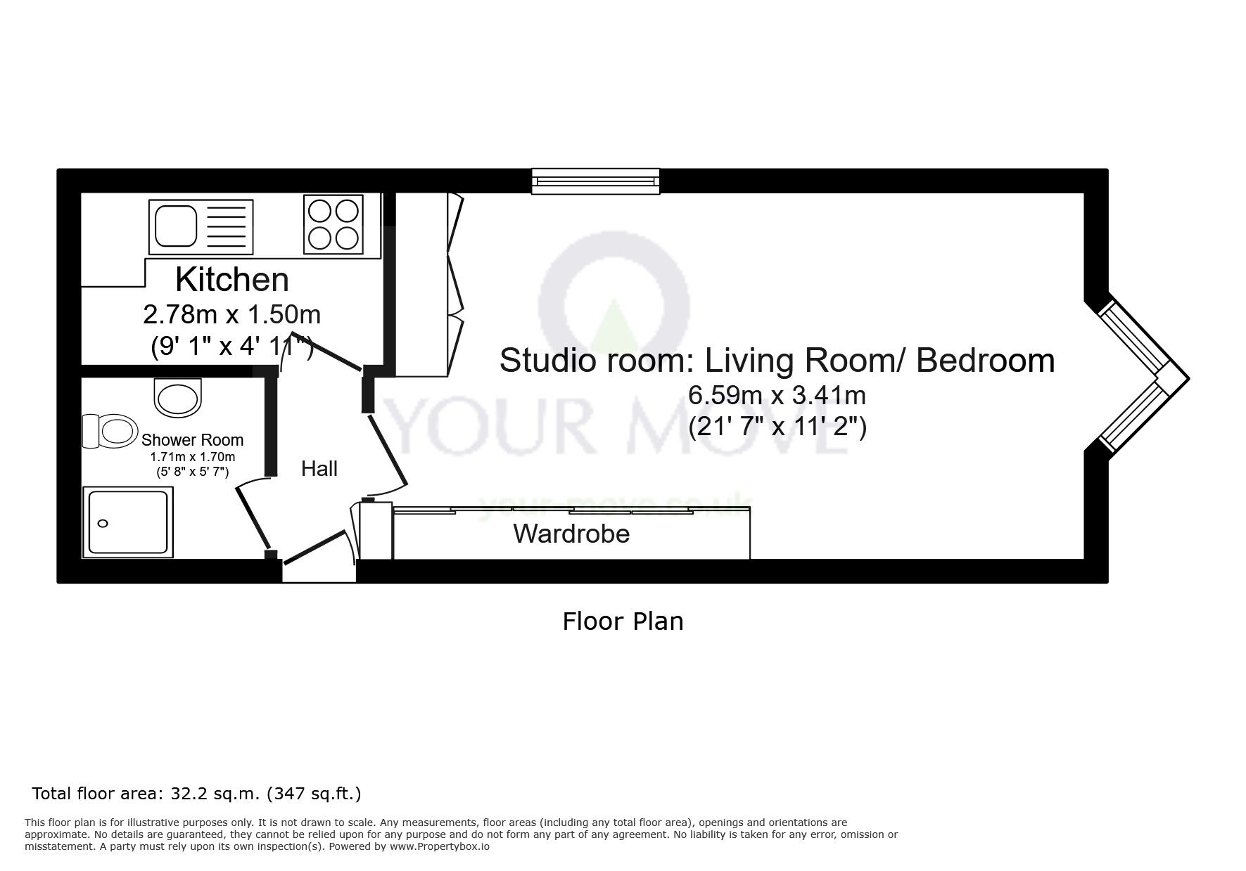 Floorplan of 1 bedroom Flat for sale, Cedar Road, Sutton, SM2
