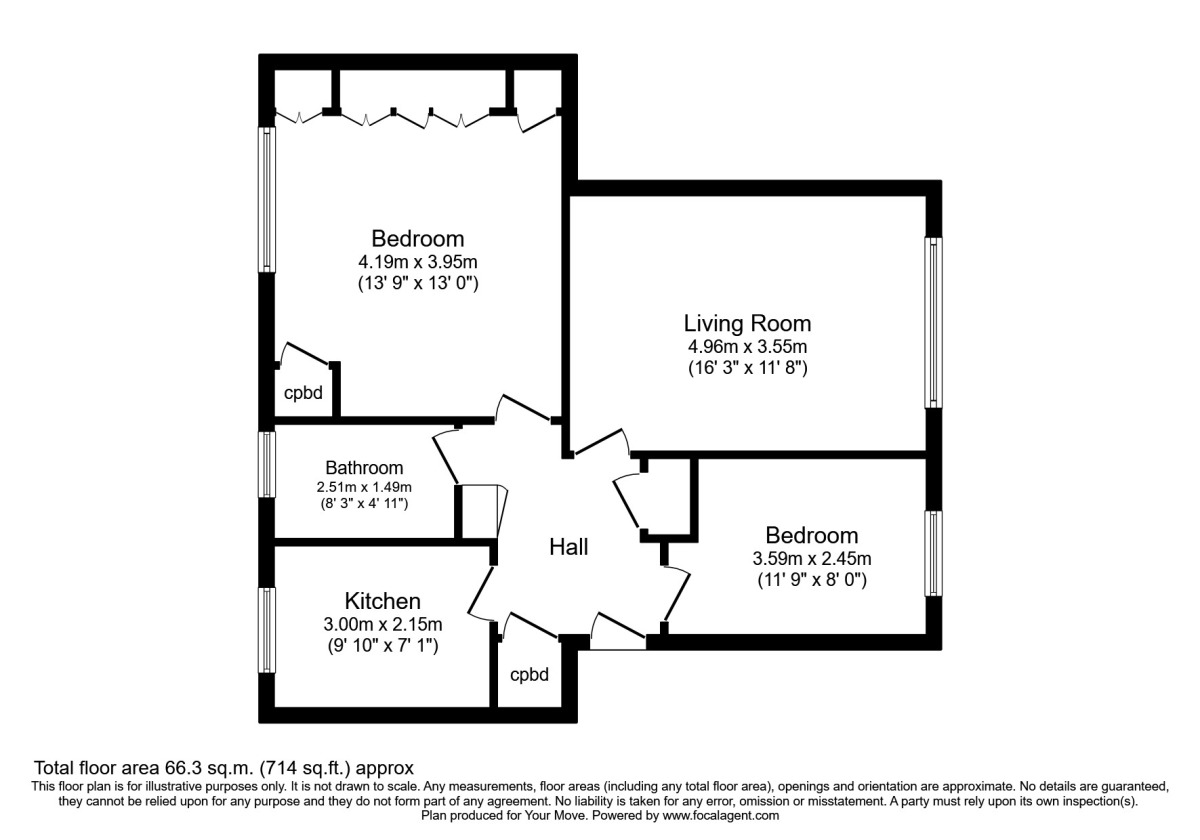 Floorplan of 2 bedroom Flat to rent, Grove Road, Sutton, SM1
