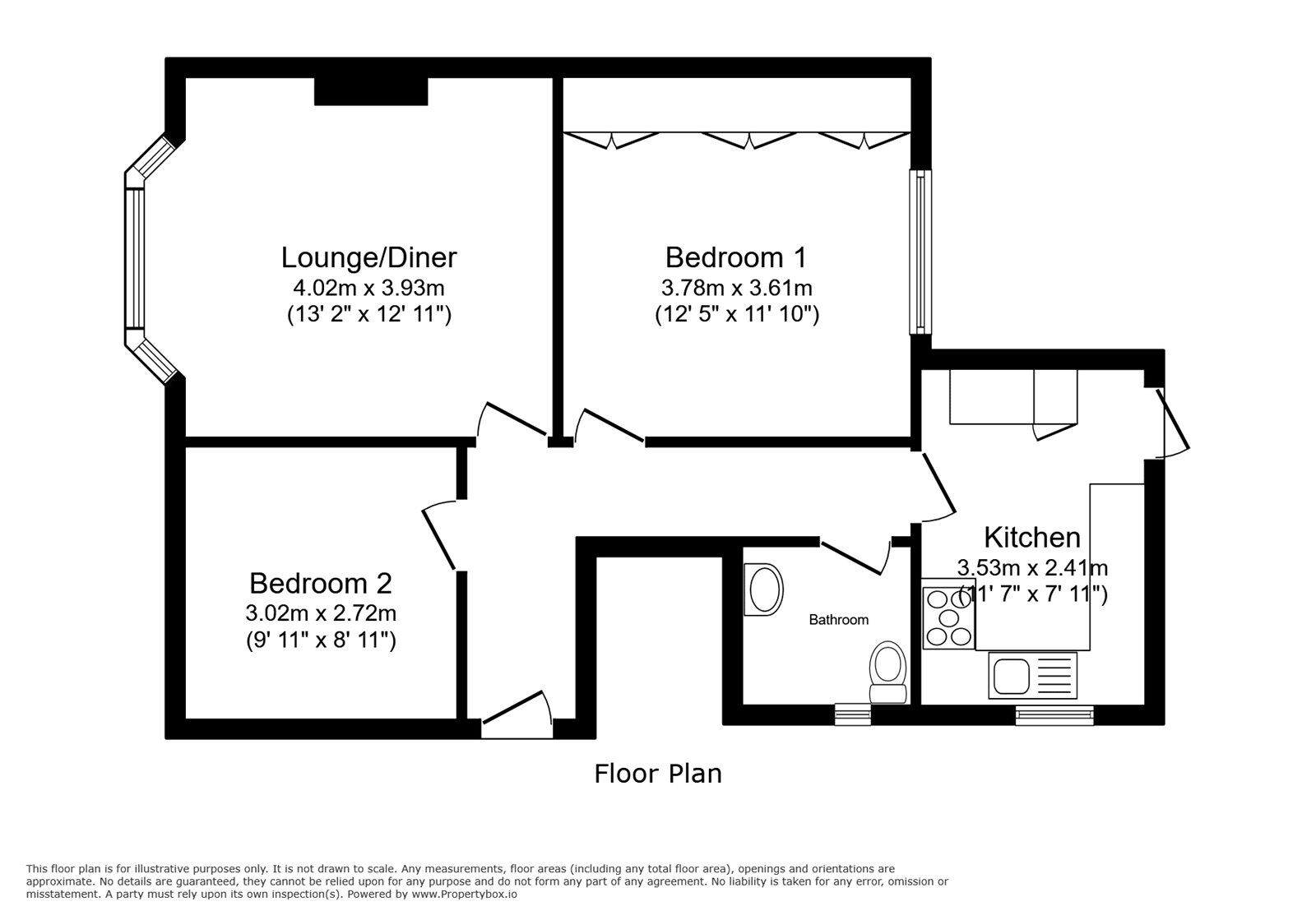 Floorplan of 2 bedroom Flat to rent, Benhill Wood Road, Sutton, SM1