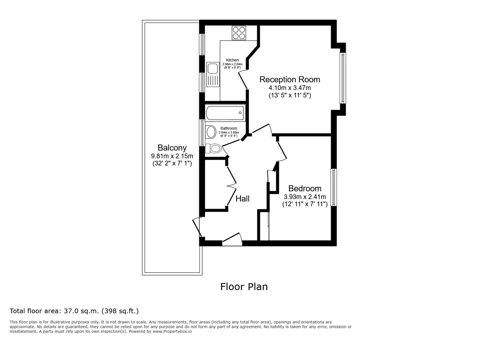 Floorplan of 1 bedroom Flat to rent, Greyhound Road, Sutton, SM1