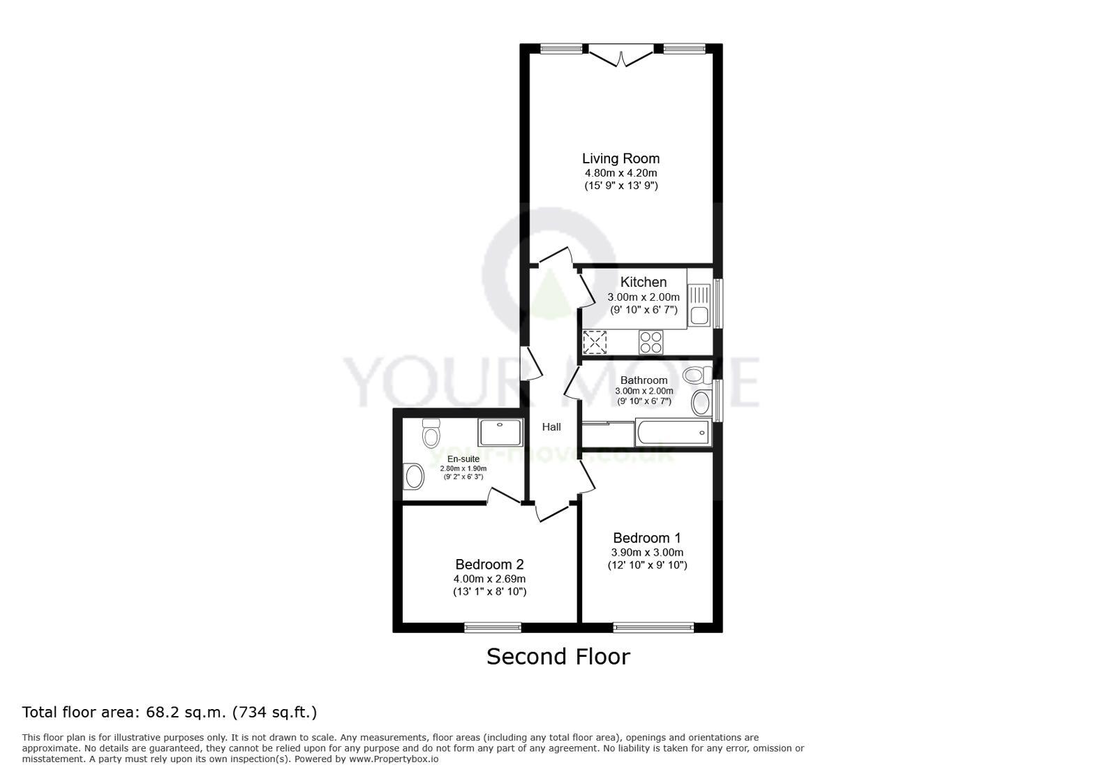 Floorplan of 2 bedroom Flat to rent, Eaton Road, Sutton, SM2