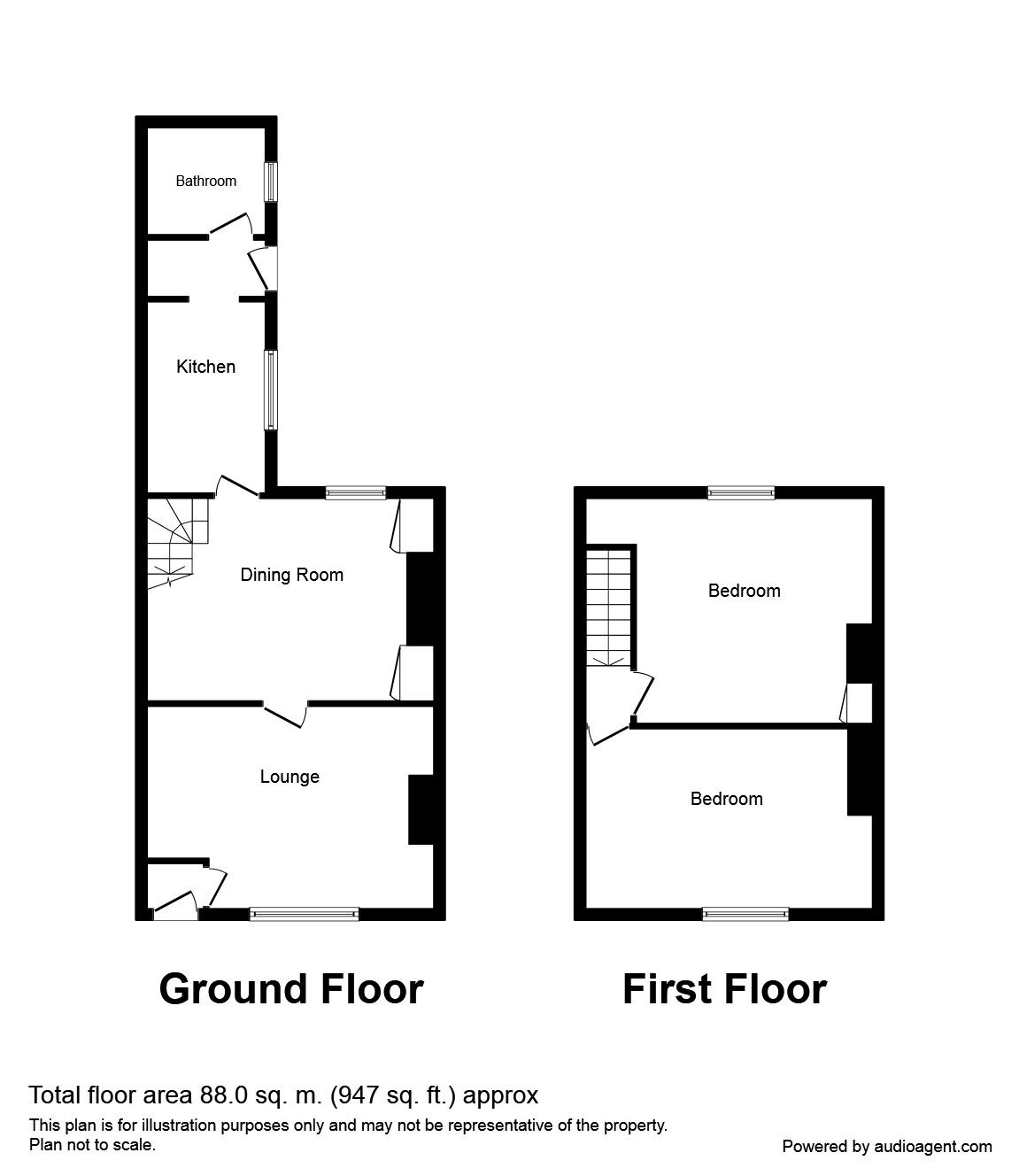 Floorplan of 2 bedroom Mid Terrace House to rent, Southwick Road, Sunderland, SR5