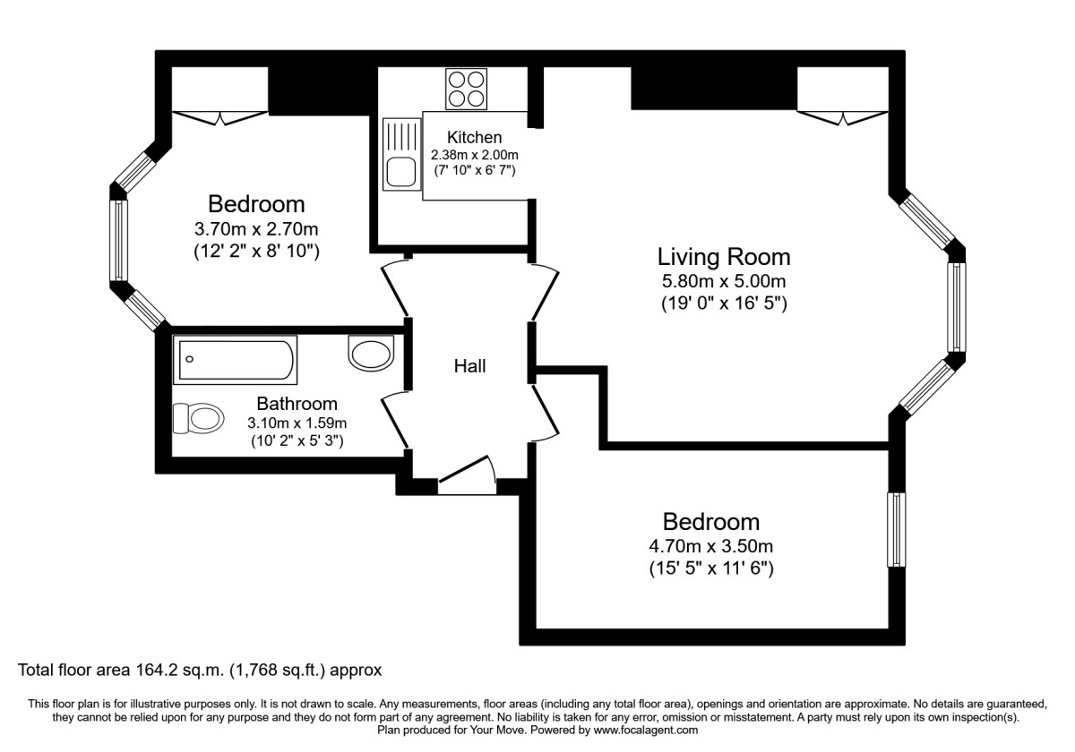 Floorplan of 2 bedroom  Flat to rent, Toward Road, Sunderland, SR1