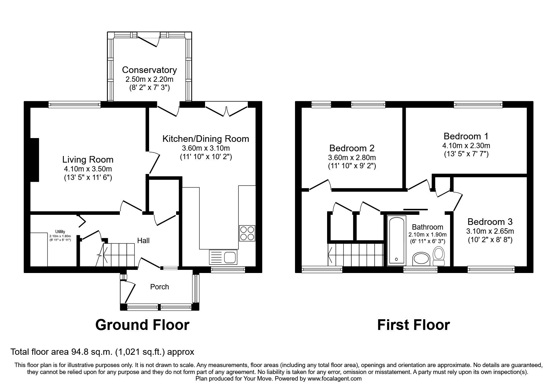Floorplan of 3 bedroom House to rent, Wessex Close, Sunderland, Tyne and Wear, SR5