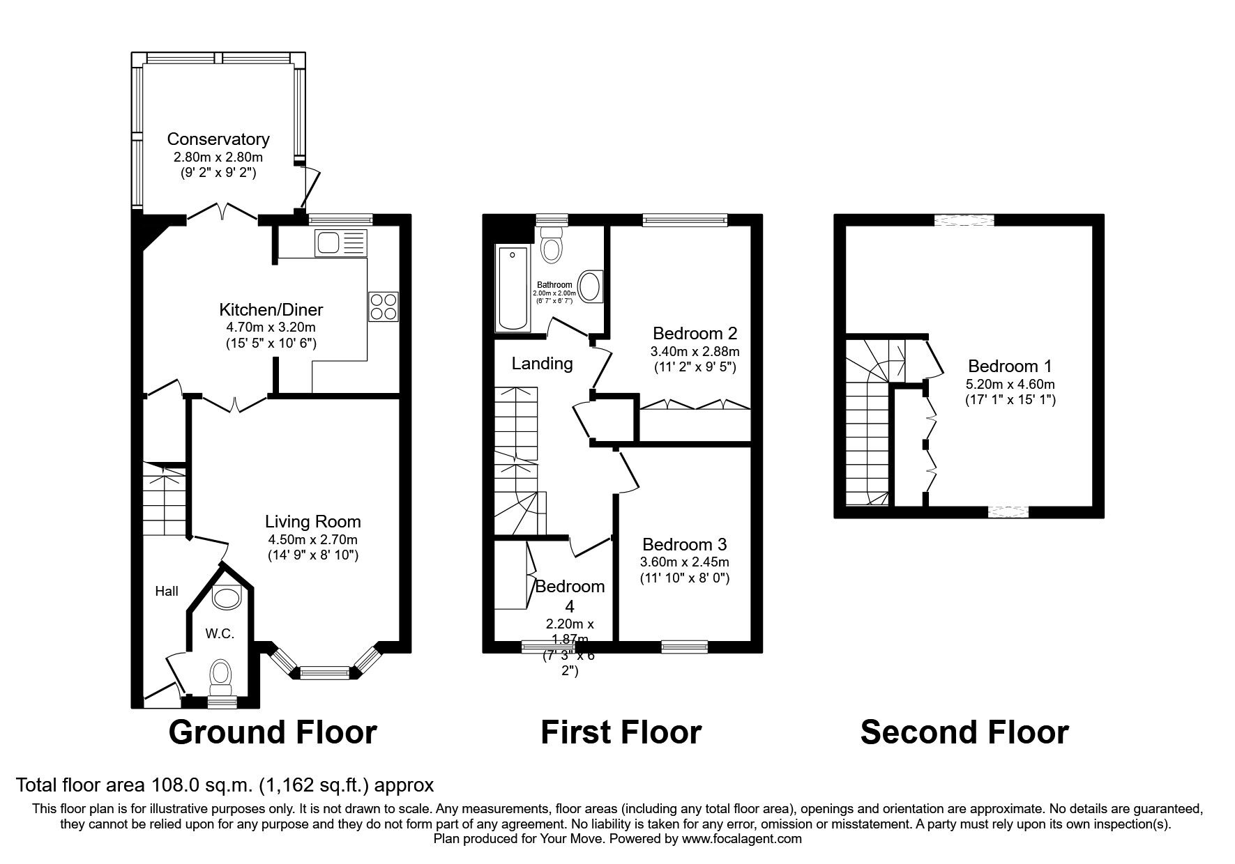Floorplan of 4 bedroom Semi Detached House to rent, Crosthwaite Grove, Sunderland, Tyne and Wear, SR5