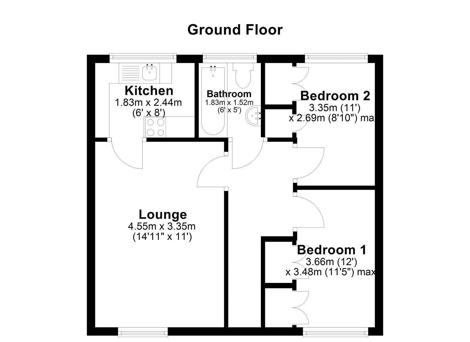 Floorplan of 2 bedroom  Flat to rent, Membury Close, Sunderland, Tyne and Wear, SR3
