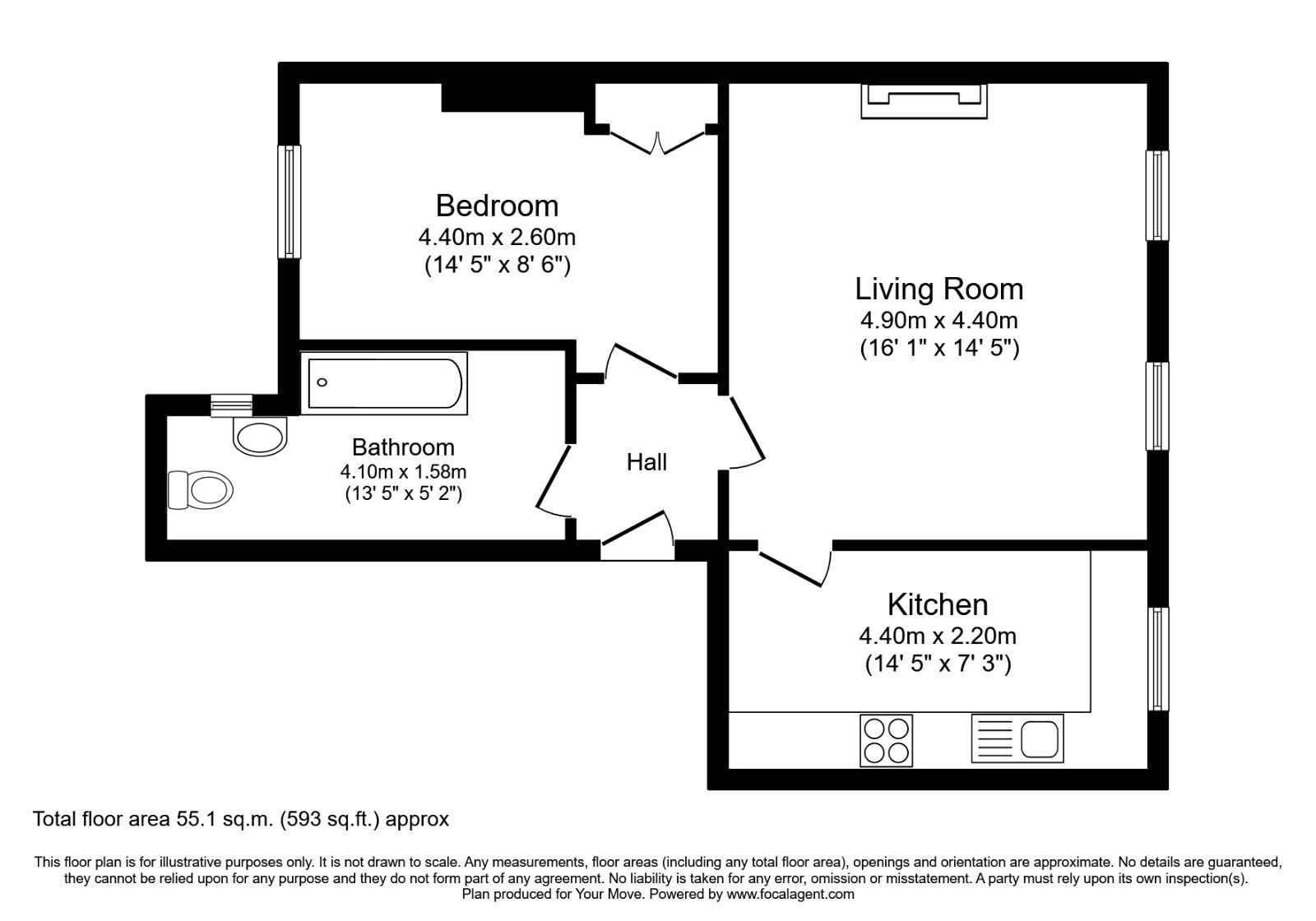 Floorplan of 1 bedroom  Flat for sale, The Avenue, Sunderland, Tyne and Wear, SR2