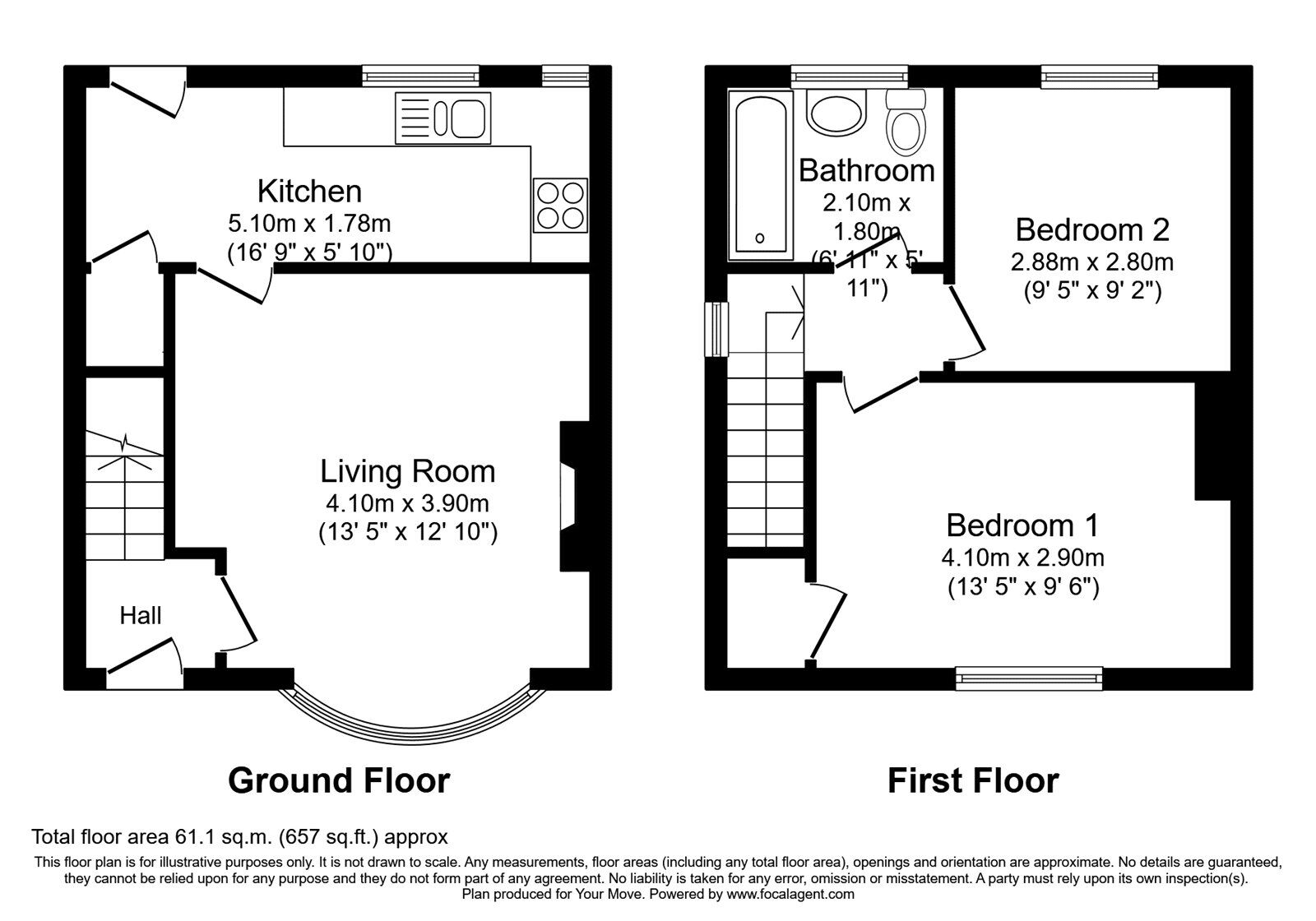Floorplan of 2 bedroom Semi Detached House to rent, Helmsdale Road, Sunderland, Tyne and Wear, SR4
