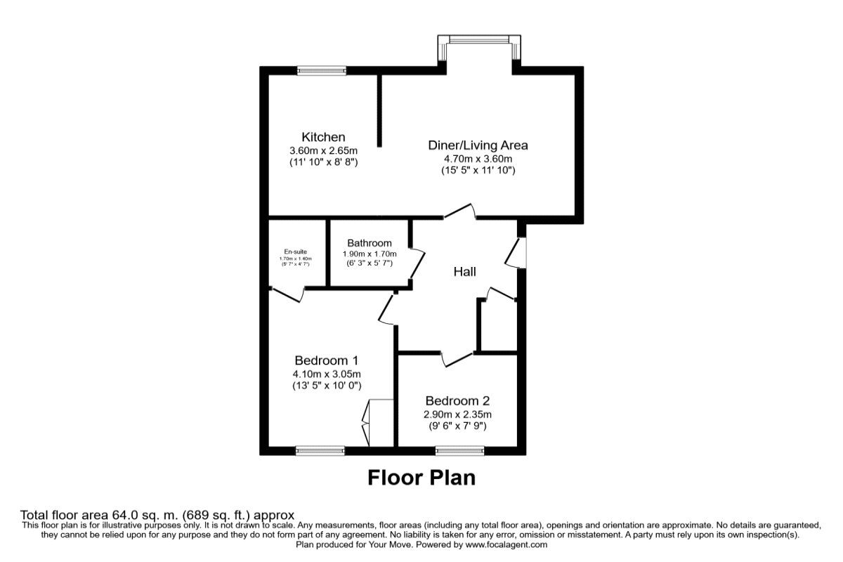 Floorplan of 2 bedroom  Flat to rent, Ford Lodge, South Hylton, Tyne and Wear, SR4