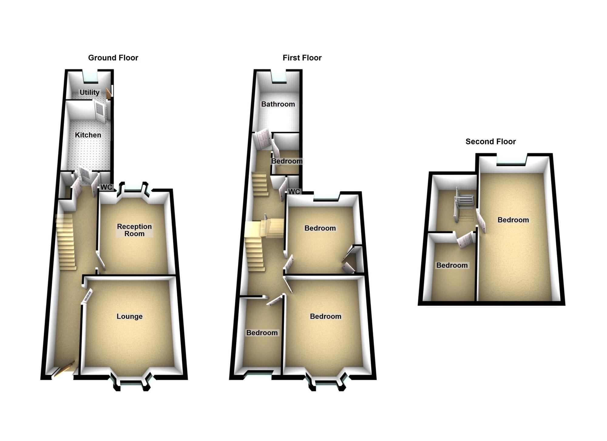 Floorplan of 6 bedroom Mid Terrace House for sale, The Westlands, Barnes, Sunderland, SR4