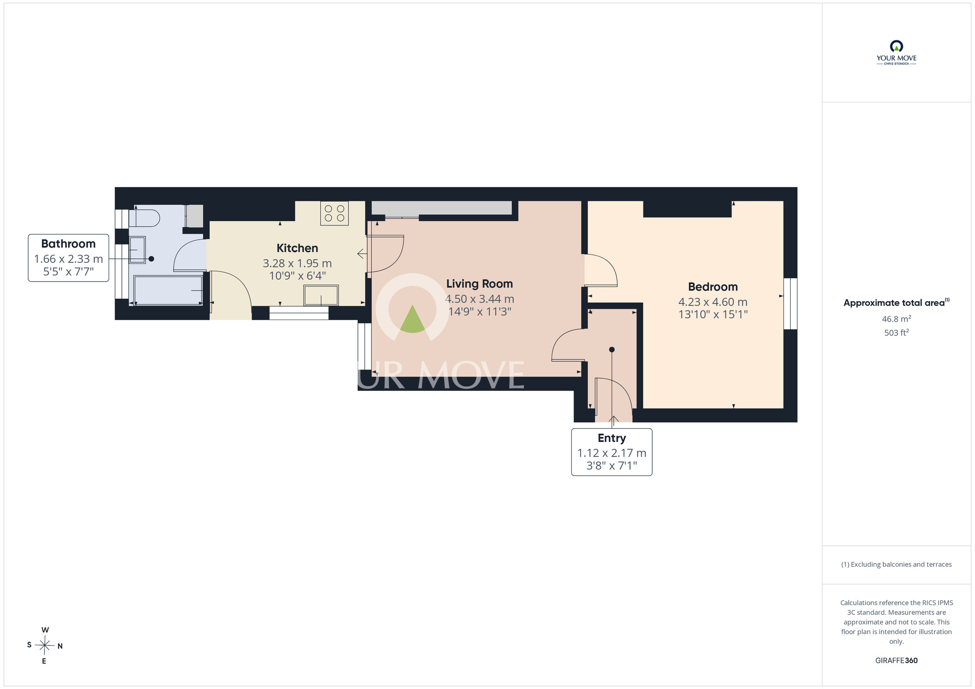 Floorplan of 1 bedroom Mid Terrace Flat to rent, Frederick Street, Seaham, Durham, SR7