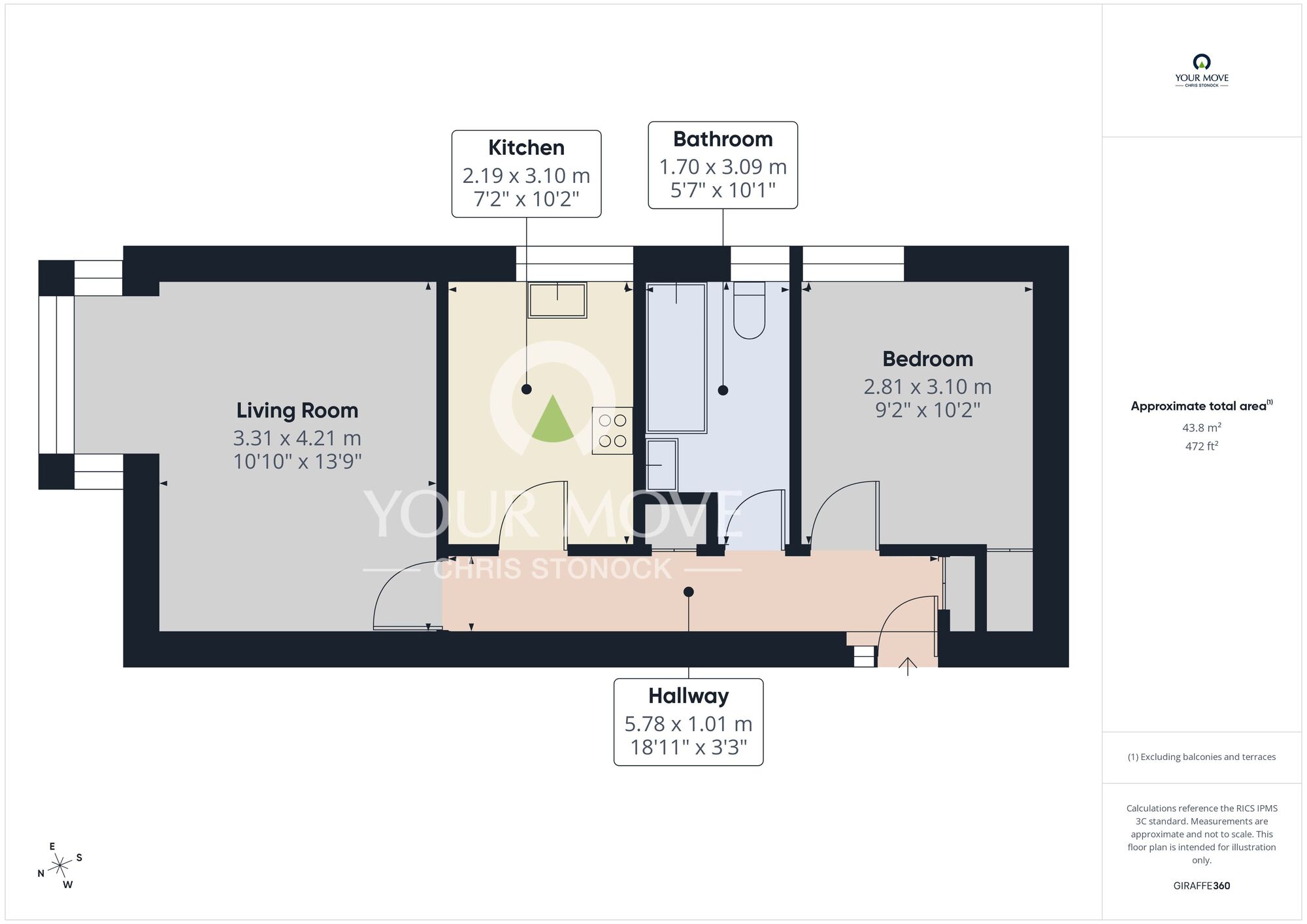 Floorplan of 1 bedroom Flat for sale, King Henry Court, Sunderland, Tyne and Wear, SR5