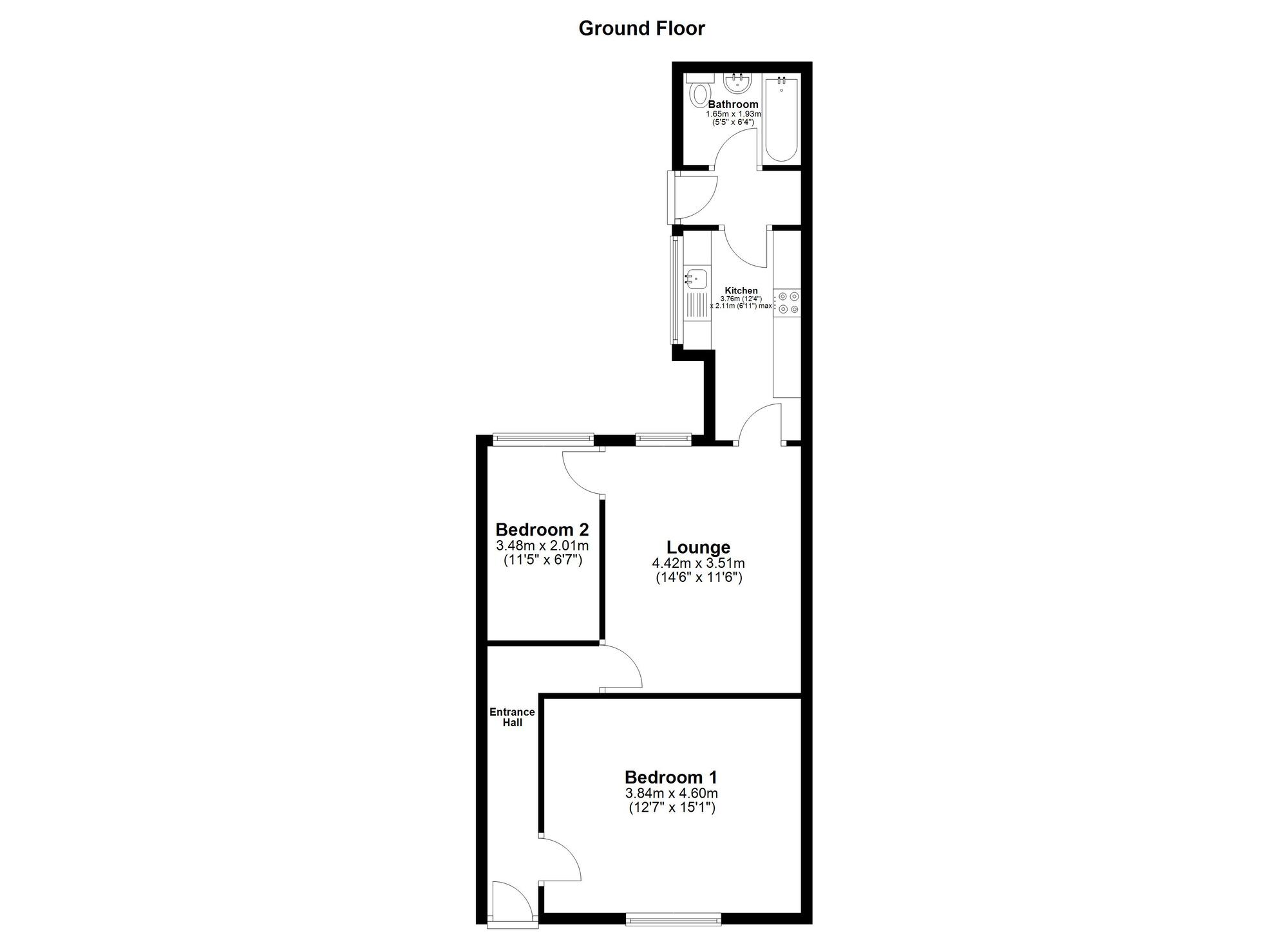 Floorplan of 2 bedroom Mid Terrace House for sale, Ancona Street, Sunderland, Tyne and Wear, SR4
