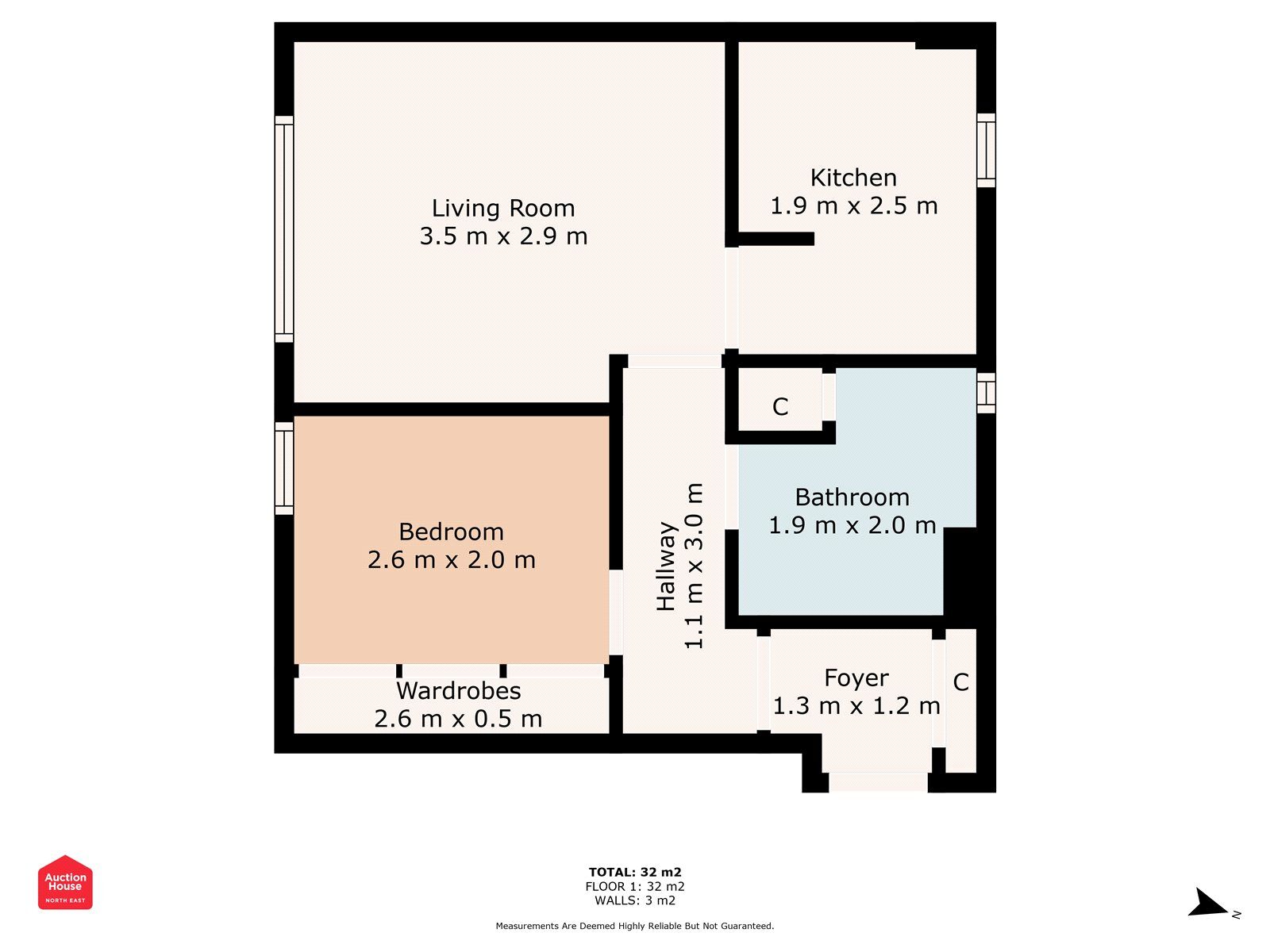 Floorplan of 1 bedroom  Flat for sale, The Limes, Sunderland, Tyne and Wear, SR2
