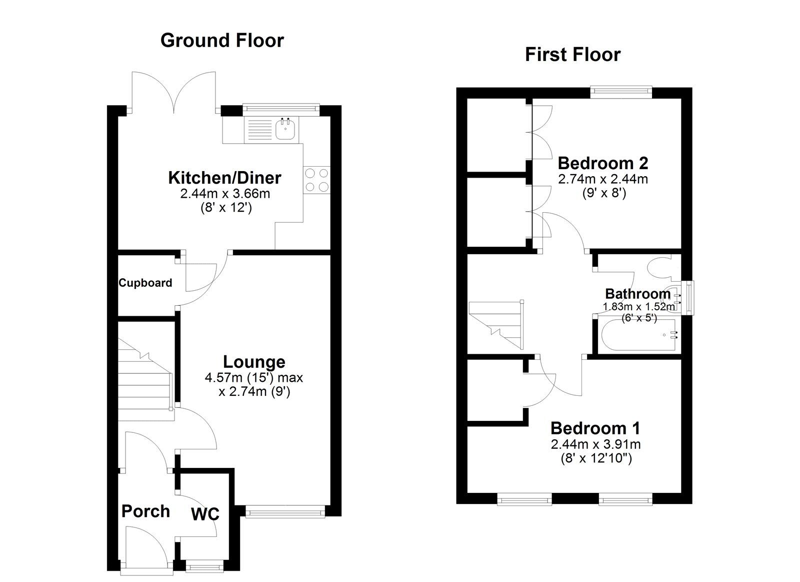 Floorplan of 2 bedroom Semi Detached House for sale, Baneberry Drive, Sunderland, Tyne and Wear, SR3