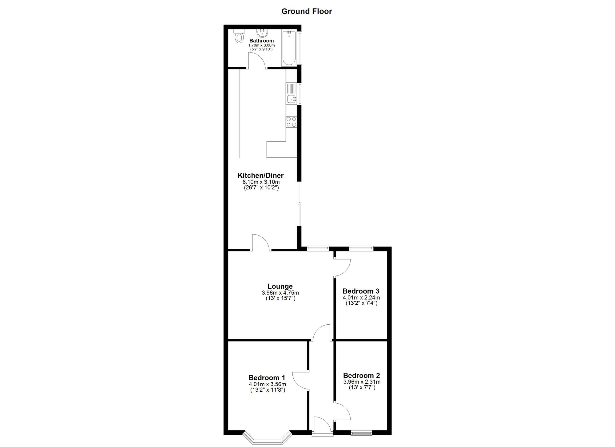 Floorplan of 3 bedroom Mid Terrace House for sale, Aiskell Street, Sunderland, Tyne and Wear, SR4