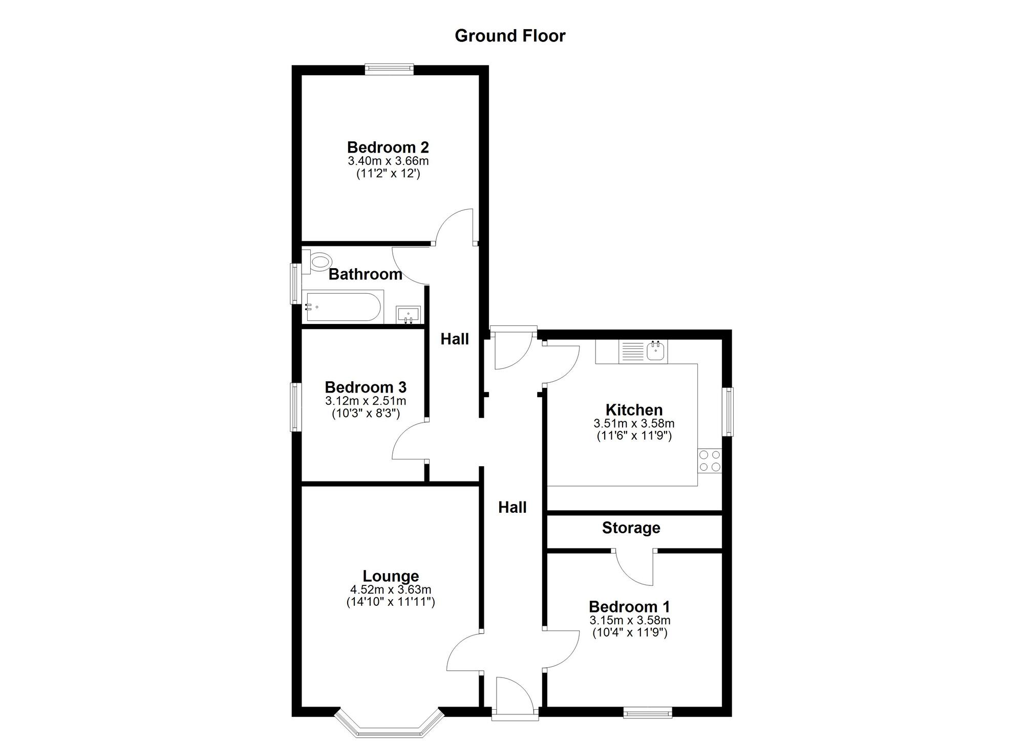 Floorplan of 3 bedroom Detached Bungalow for sale, Chester Road, Sunderland, Tyne and Wear, SR4