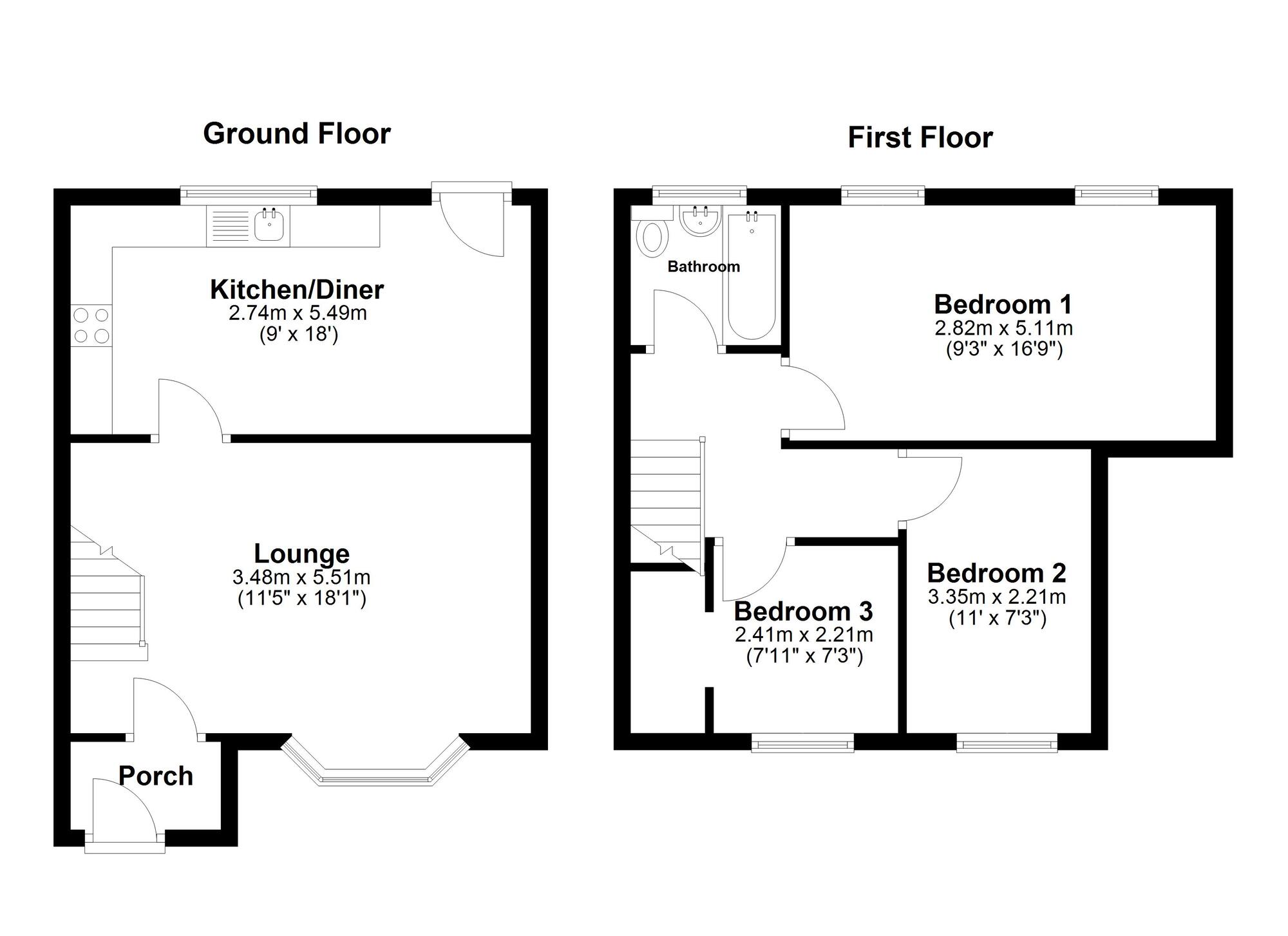 Floorplan of 3 bedroom Semi Detached House for sale, Portsmouth Square, Sunderland, Tyne and Wear, SR4