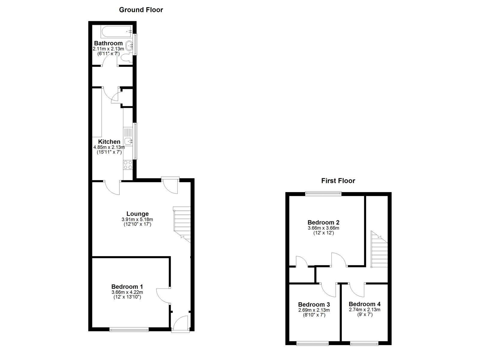 Floorplan of 4 bedroom Mid Terrace House to rent, St. Leonard Street, Sunderland, Tyne and Wear, SR2