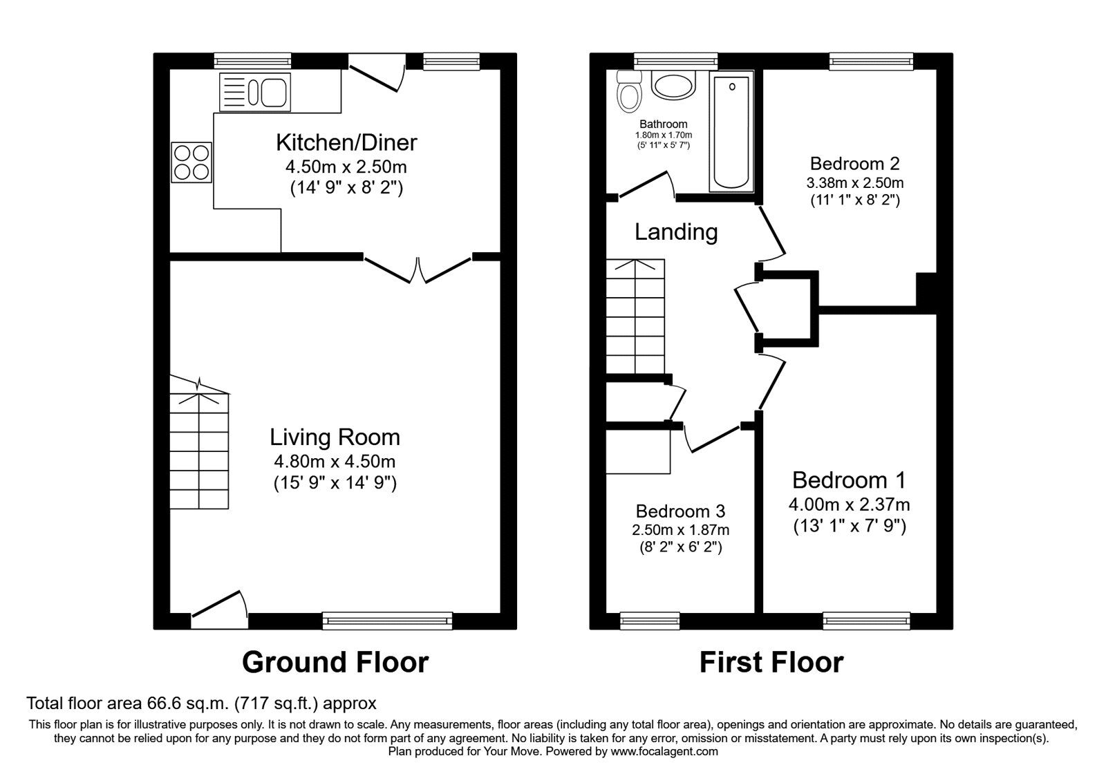 Floorplan of 3 bedroom Mid Terrace House for sale, Burlawn Close, Sunderland, Tyne and Wear, SR2