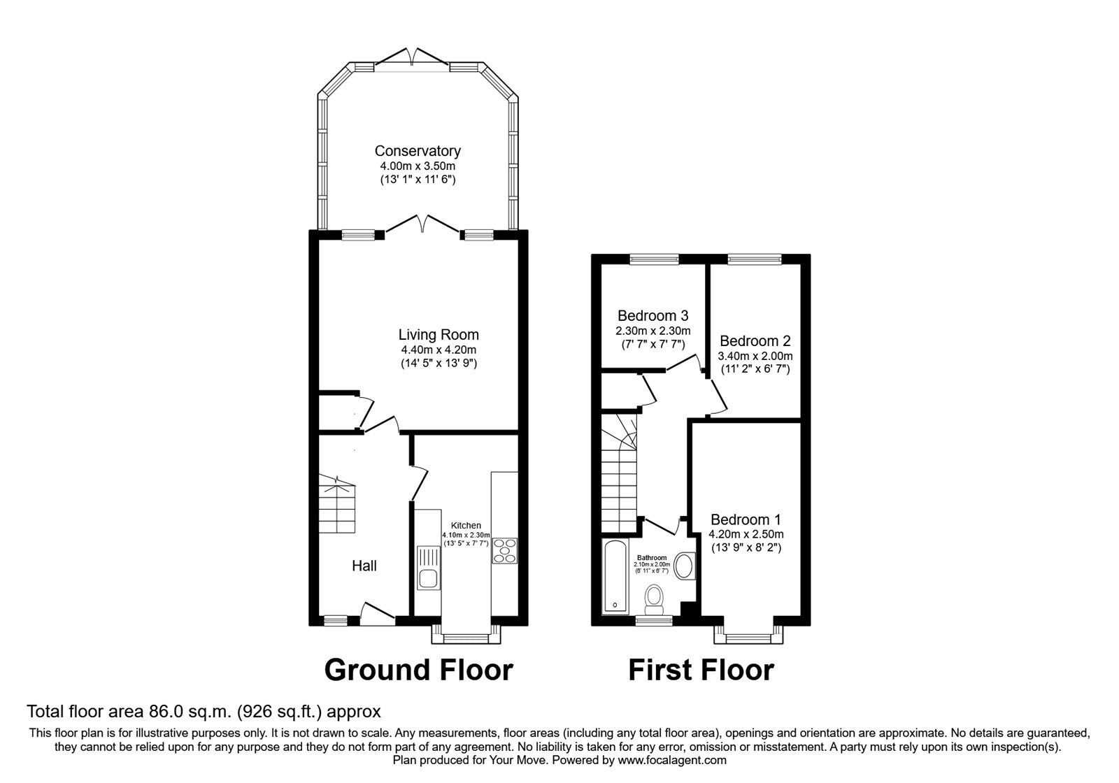 Floorplan of 3 bedroom Semi Detached House for sale, Raine Grove, Sunderland, Tyne and Wear, SR1