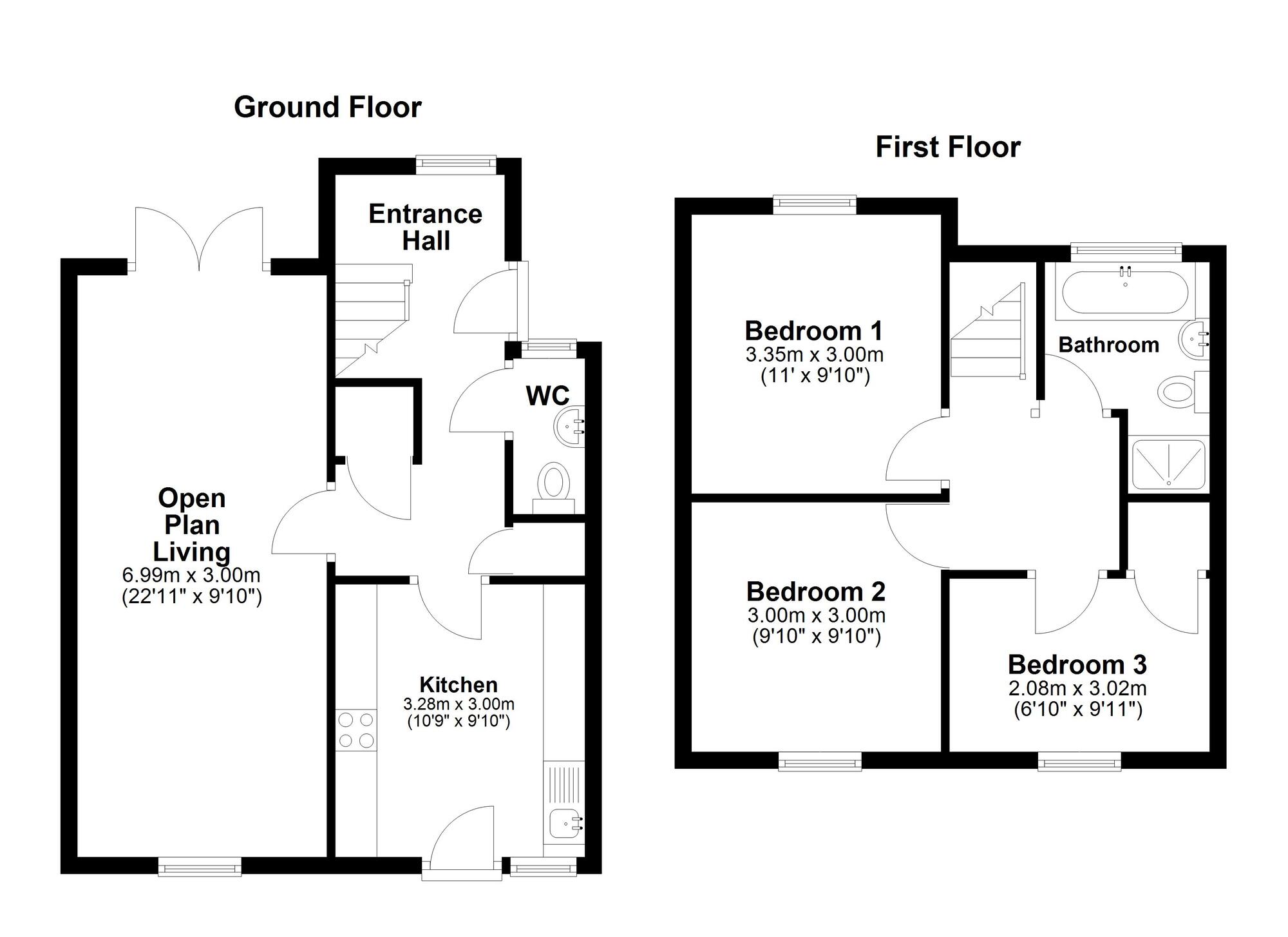 Floorplan of 3 bedroom End Terrace House for sale, Chester Place, Peterlee, Durham, SR8