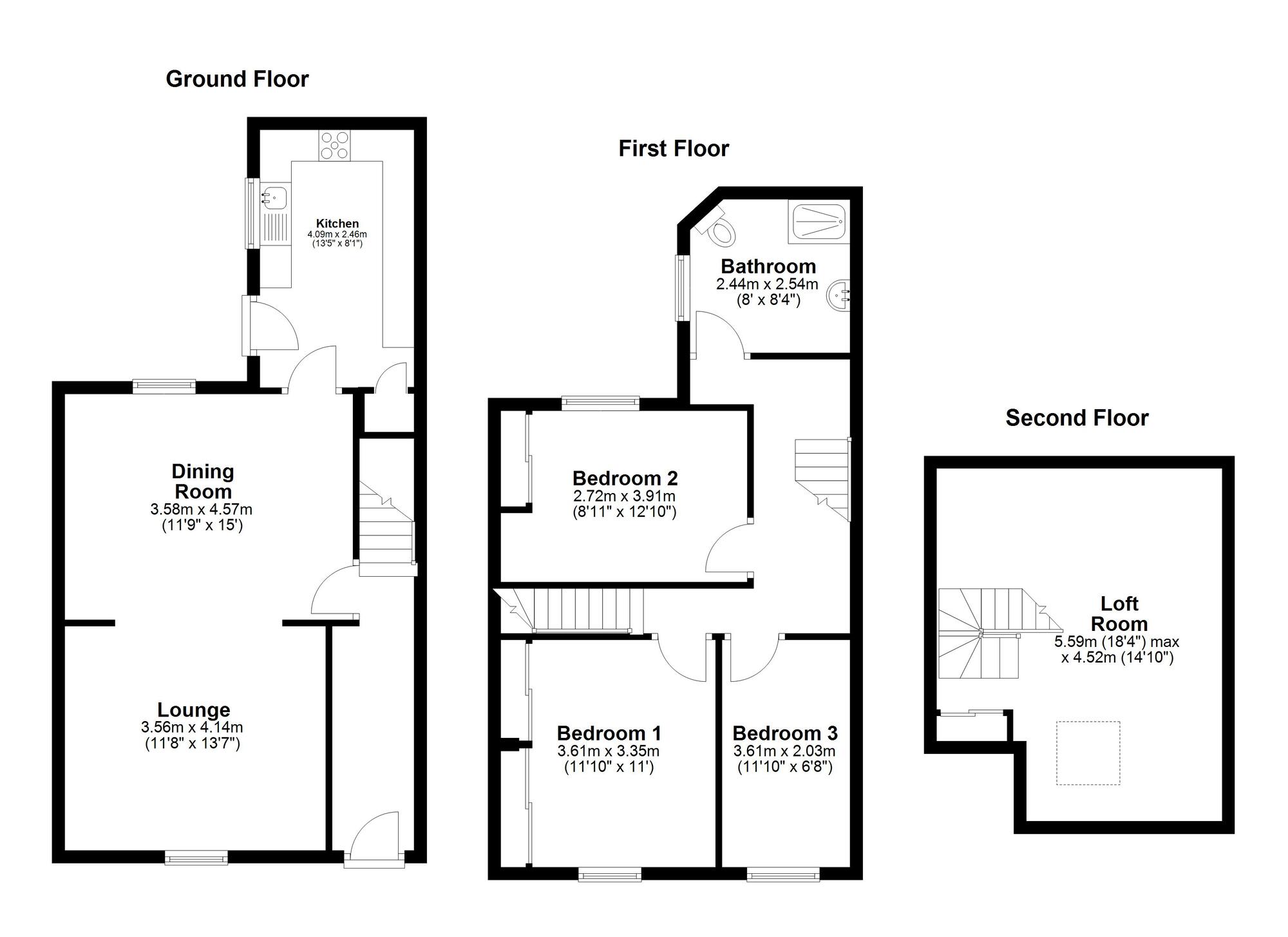 Floorplan of 3 bedroom Mid Terrace House for sale, Bartram Street, Sunderland, Tyne and Wear, SR5
