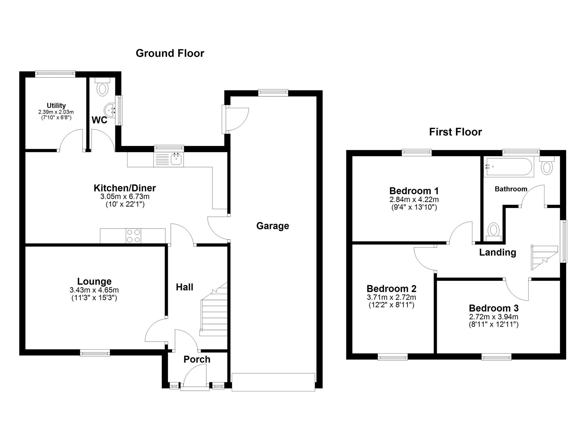 Floorplan of 3 bedroom Semi Detached House for sale, Dellfield Drive, Sunderland, Tyne and Wear, SR4