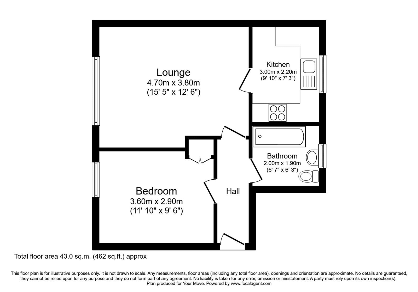 Floorplan of 1 bedroom  Flat for sale, Townsend Square, Sunderland, Tyne and Wear, SR3
