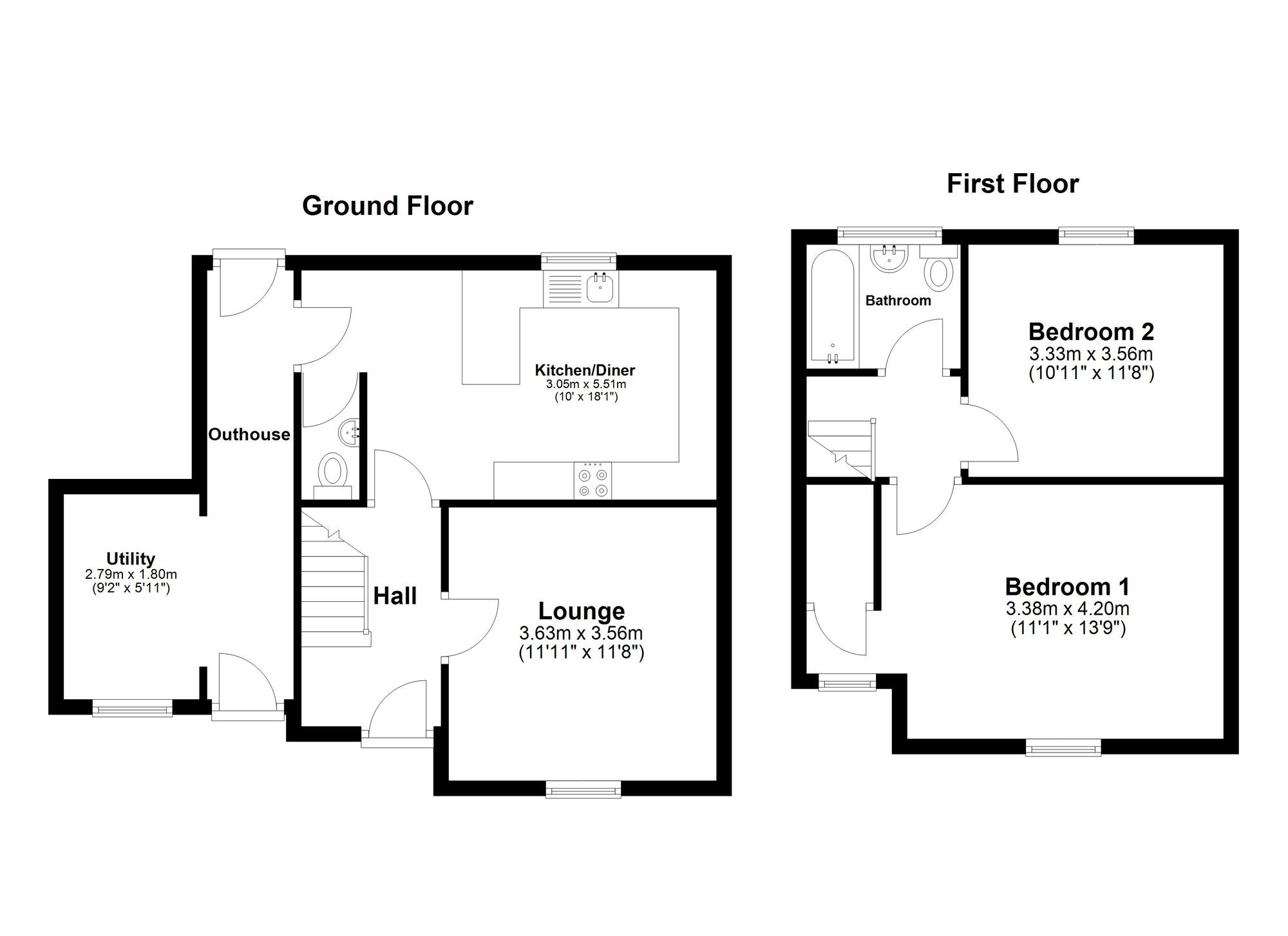 Floorplan of 2 bedroom Semi Detached House for sale, Bevan Avenue, Sunderland, Tyne and Wear, SR2