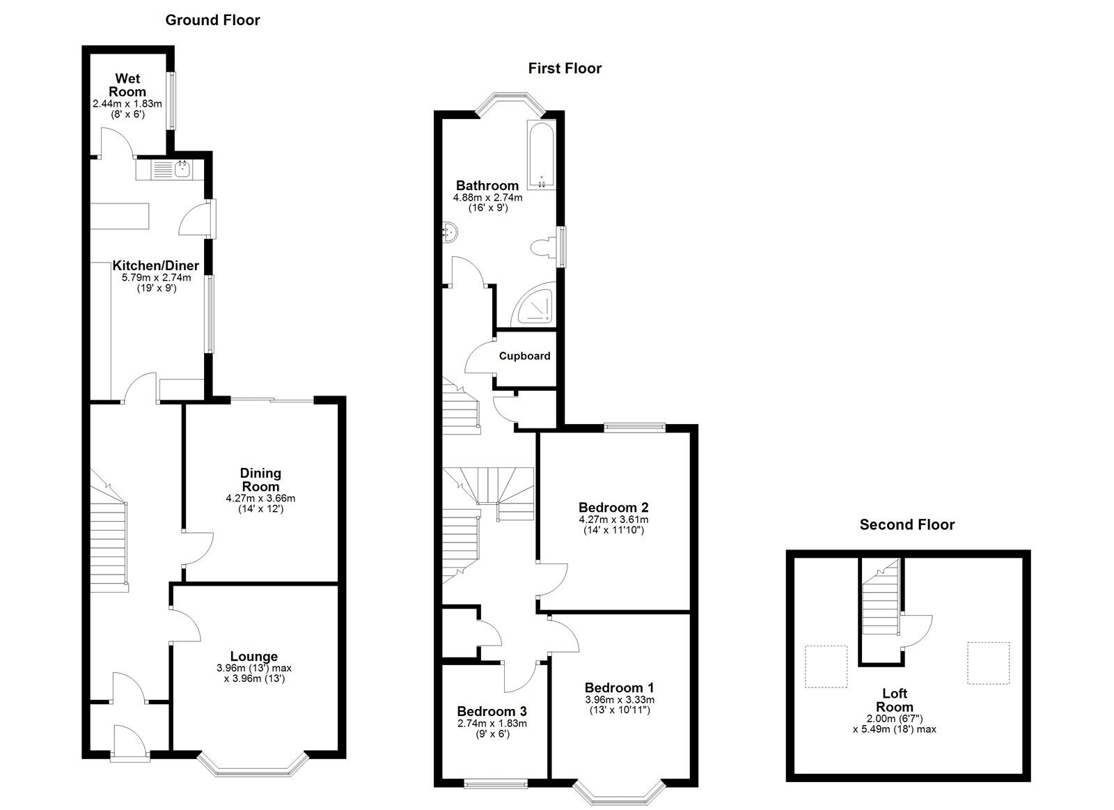 Floorplan of 3 bedroom Semi Detached House to rent, Manila Street, Sunderland, Tyne and Wear, SR2