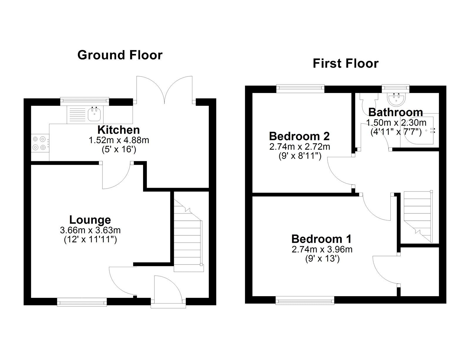 Floorplan of 2 bedroom Semi Detached House to rent, Raleigh Road, Sunderland, Tyne and Wear, SR5