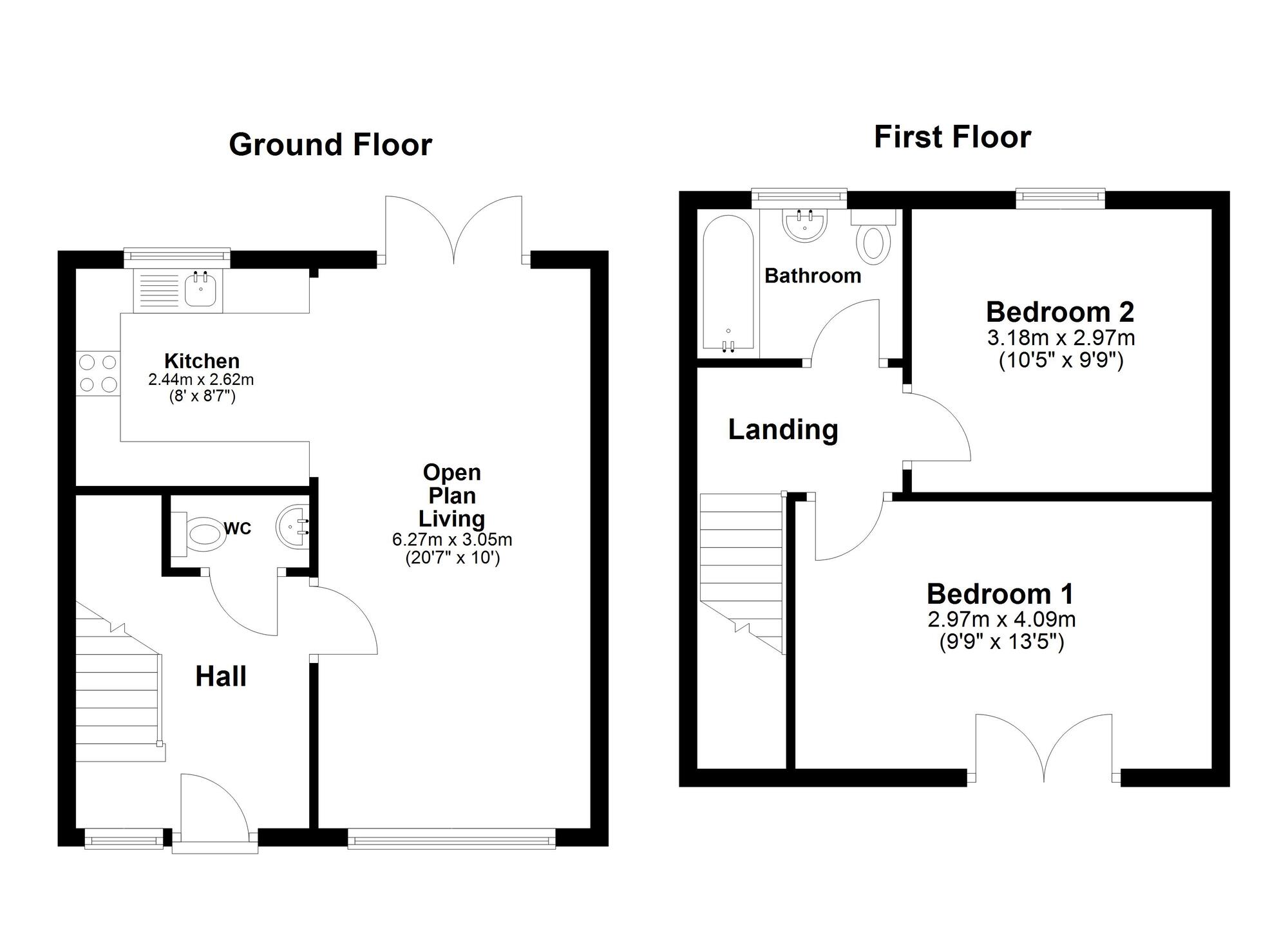 Floorplan of 2 bedroom Semi Detached House for sale, Birchberry Close, Sunderland, Tyne and Wear, SR4