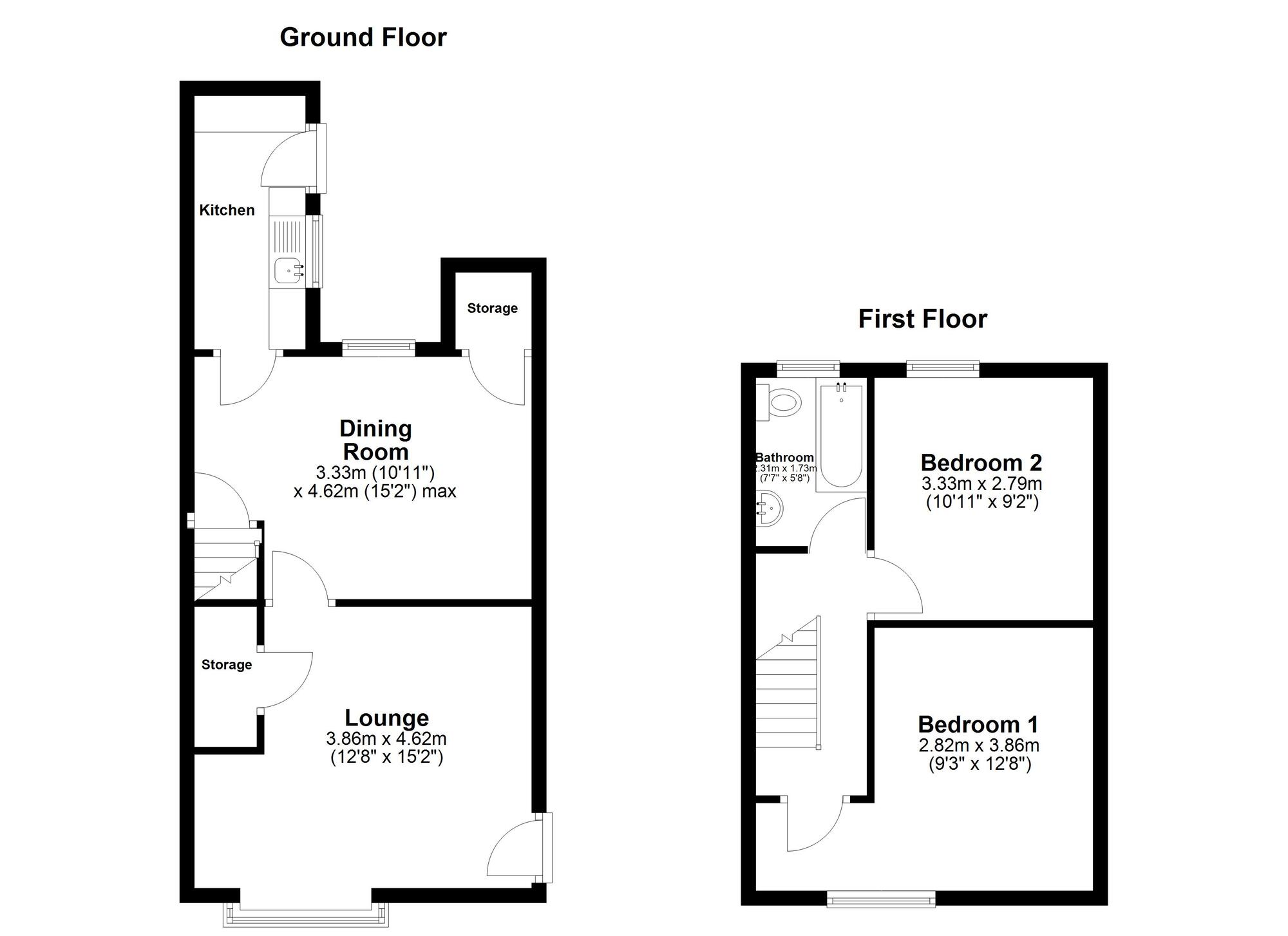 Floorplan of 2 bedroom Semi Detached House to rent, Cedar Crescent, Murton, Durham, SR7
