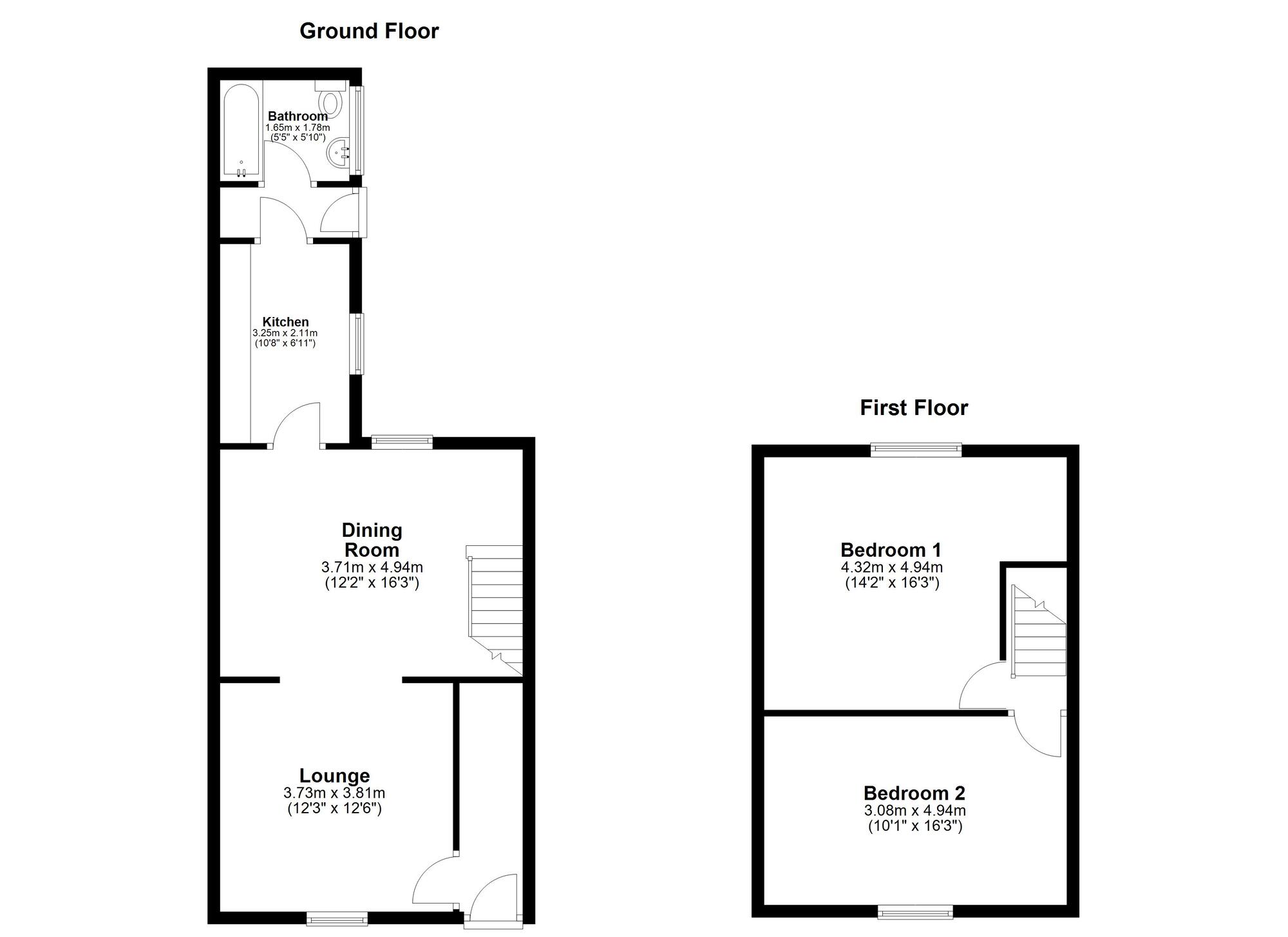 Floorplan of 2 bedroom Mid Terrace House for sale, Southwick Road, Sunderland, Tyne and Wear, SR5