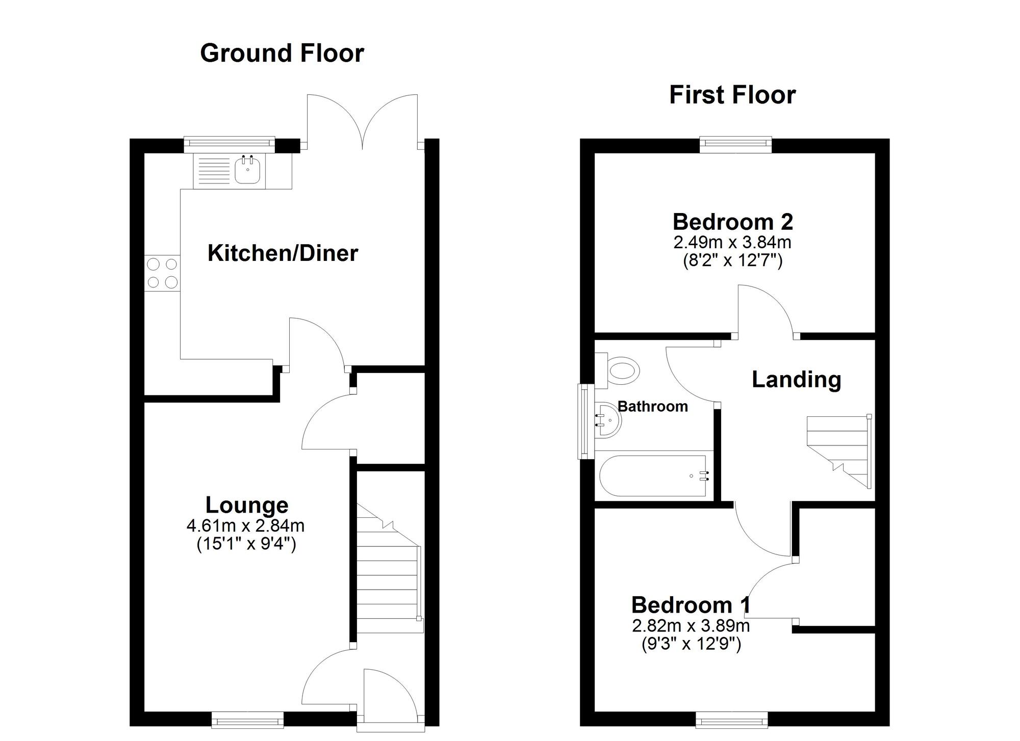 Floorplan of 2 bedroom Semi Detached House for sale, Hetherset Close, Sunderland, Tyne and Wear, SR4