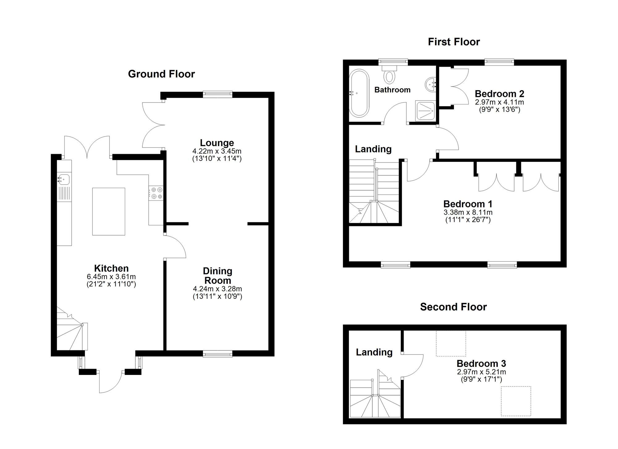 Floorplan of 3 bedroom Mid Terrace House for sale, Brisbane Street, Sunderland, Tyne and Wear, SR5