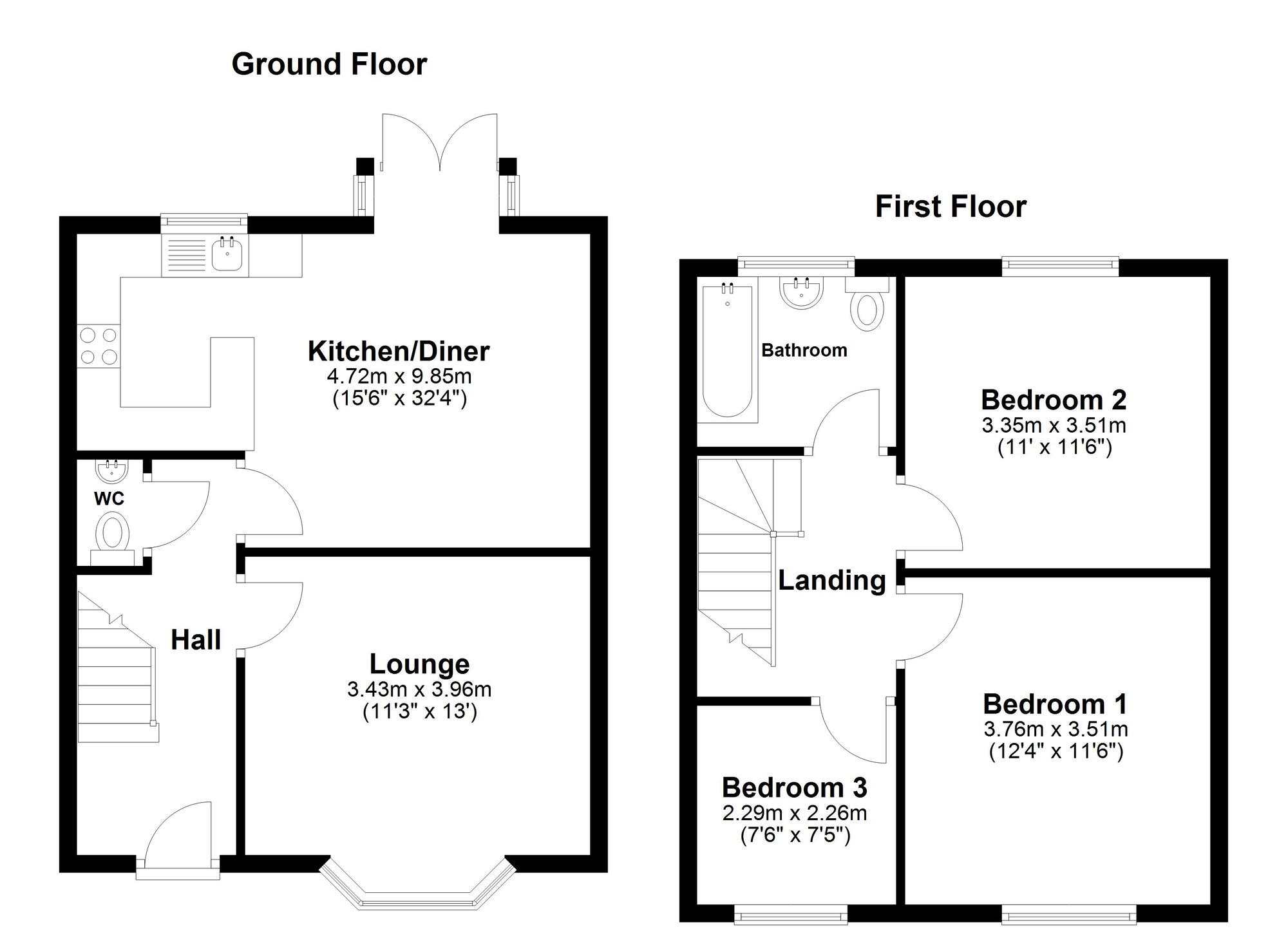 Floorplan of 3 bedroom Mid Terrace House for sale, Ewesley Road, Sunderland, Tyne and Wear, SR4