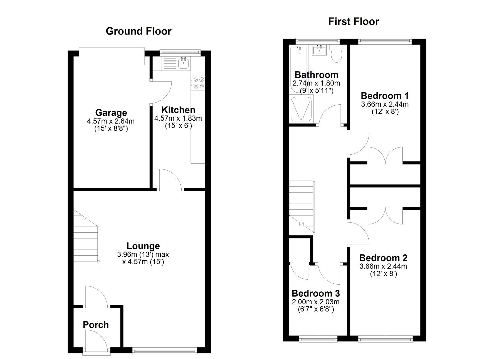 Floorplan of 3 bedroom End Terrace House for sale, Pendle Green, Sunderland, Tyne and Wear, SR4