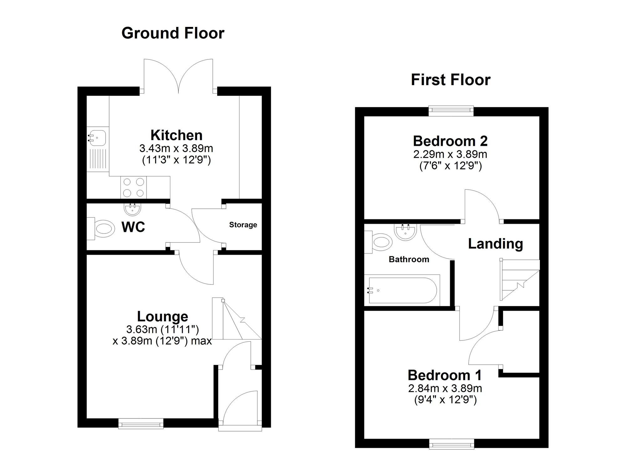 Floorplan of 2 bedroom Mid Terrace House for sale, Nutberry Close, Ryhope, Tyne and Wear, SR2