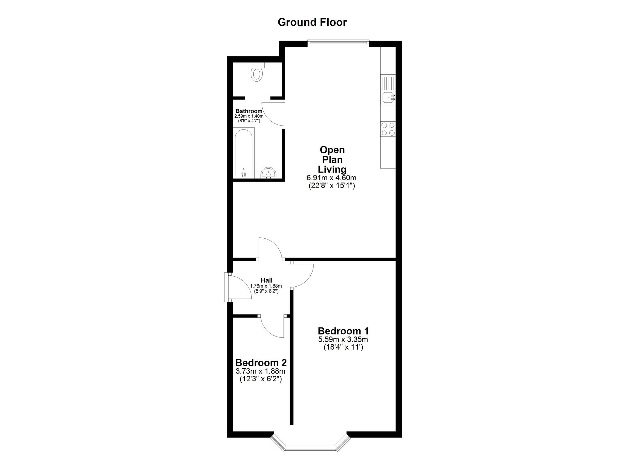 Floorplan of 2 bedroom  Flat for sale, Claremont Terrace, Sunderland, Tyne and Wear, SR2