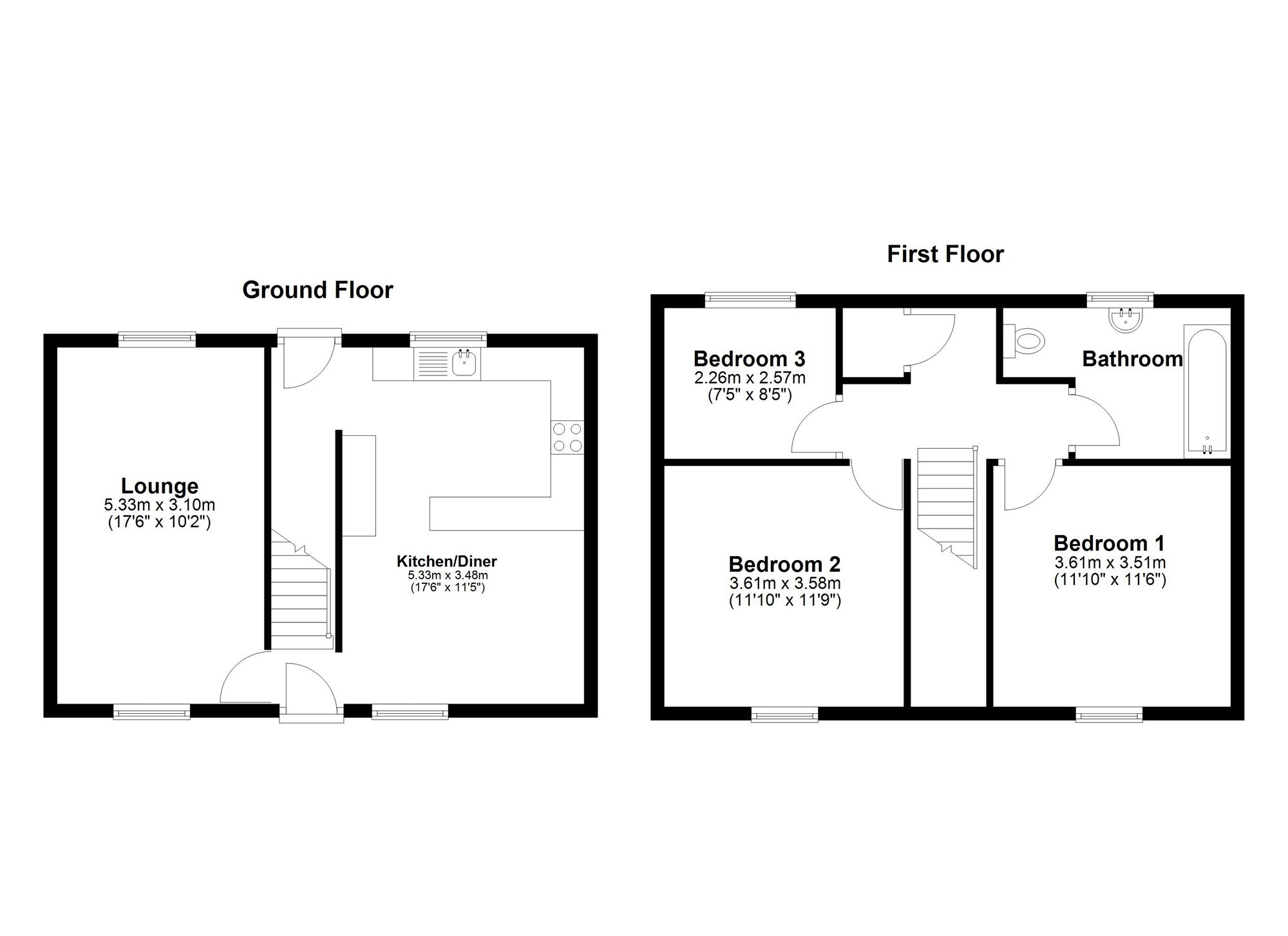 Floorplan of 3 bedroom Mid Terrace House for sale, Northlea Road, Seaham, Durham, SR7