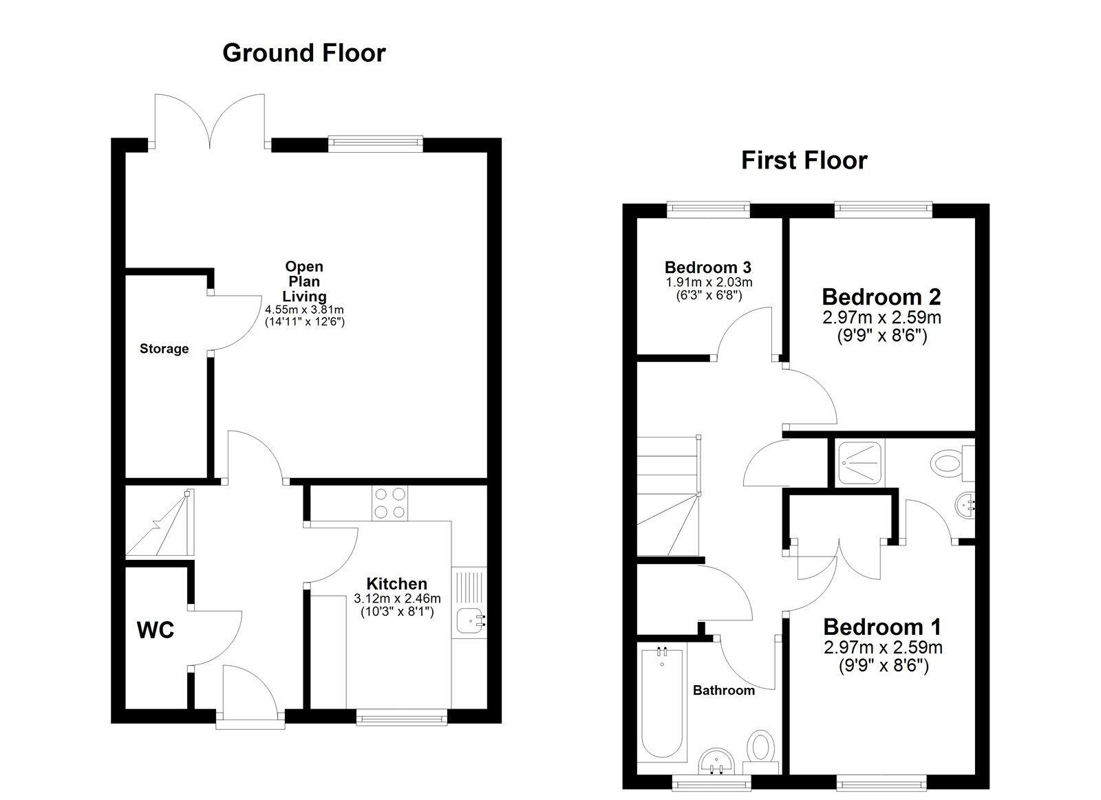 Floorplan of 3 bedroom Semi Detached House to rent, Beechbrooke, Ryhope, Tyne and Wear, SR2