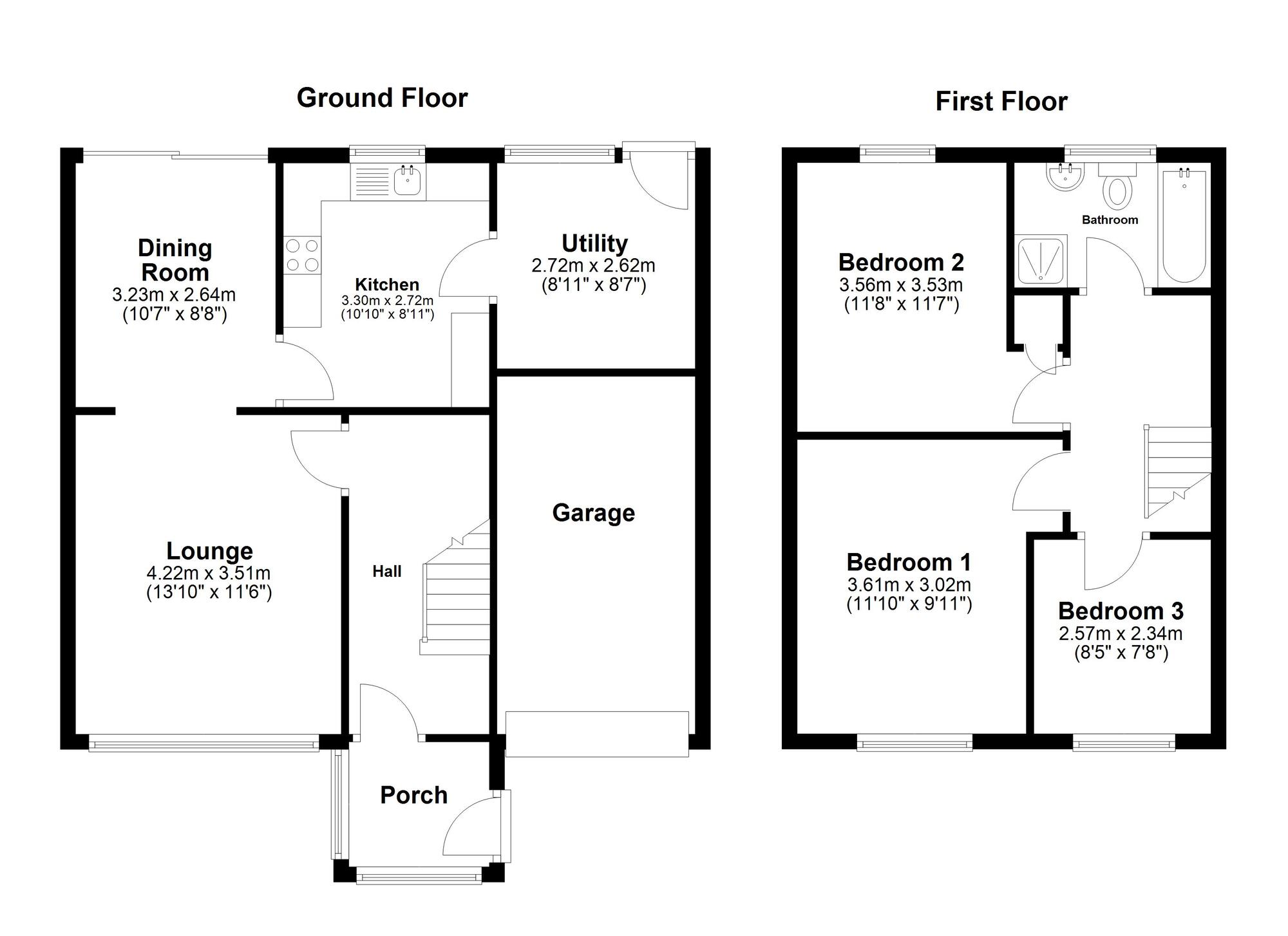 Floorplan of 3 bedroom Semi Detached House for sale, Longmeadows, Sunderland, Tyne and Wear, SR3