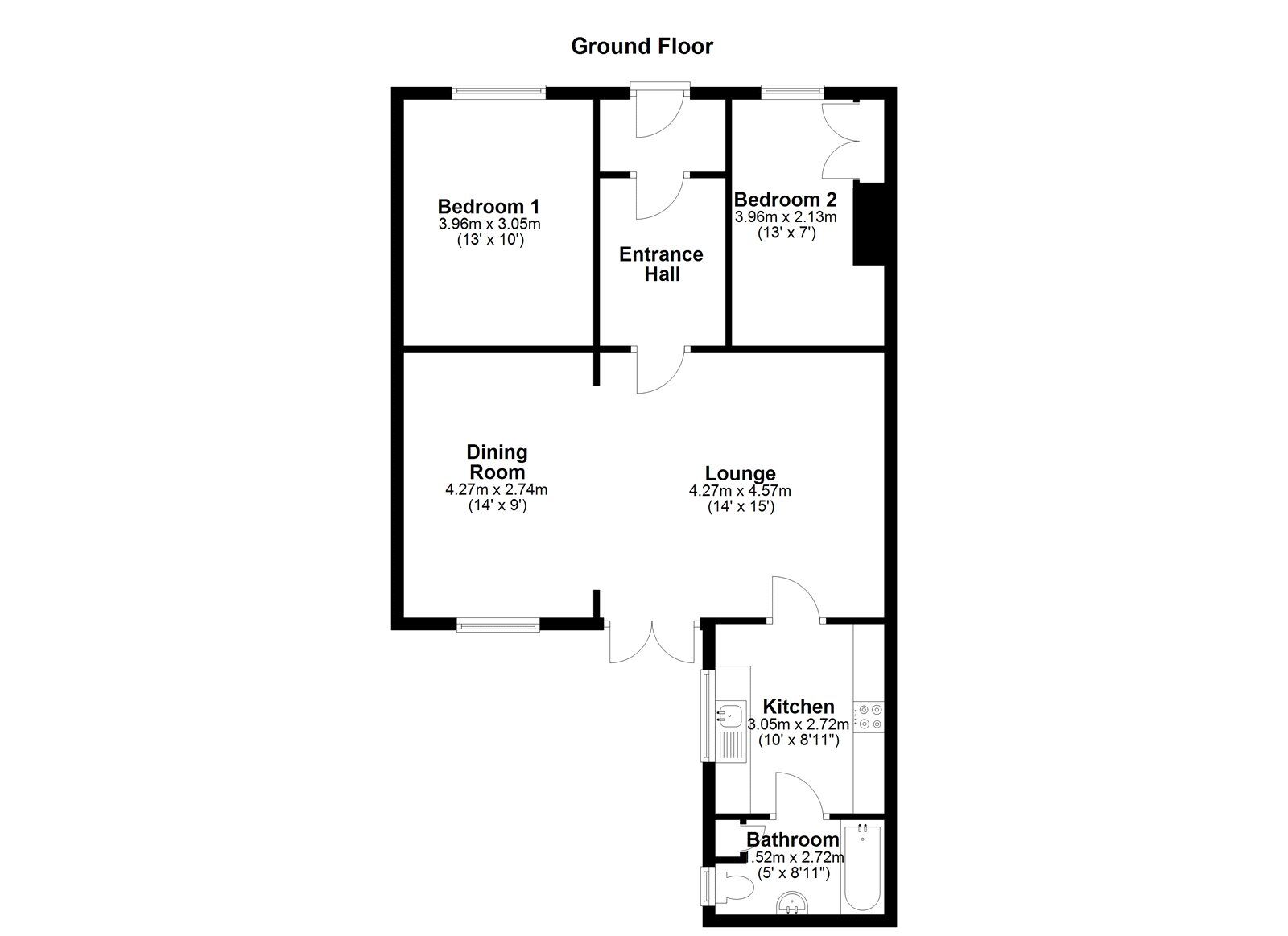Floorplan of 2 bedroom Mid Terrace House for sale, Wycliffe Road, Sunderland, Tyne and Wear, SR4