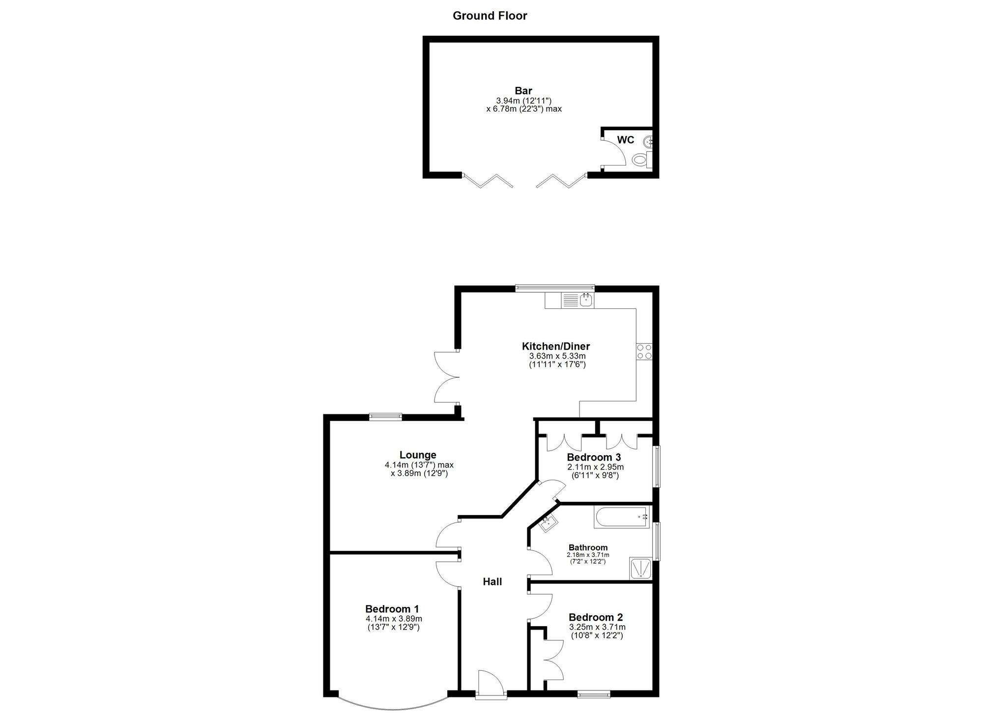 Floorplan of 3 bedroom Semi Detached Bungalow for sale, Glamis Avenue, Sunderland, Tyne and Wear, SR4