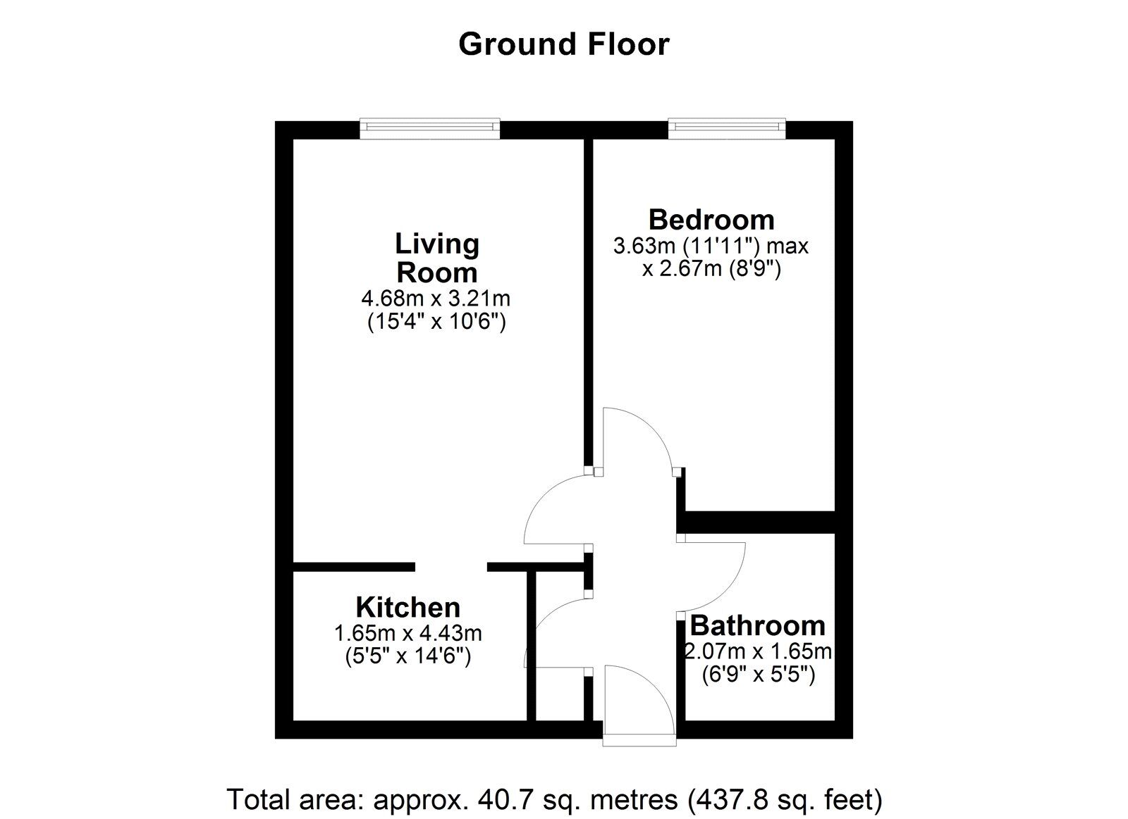 Floorplan of 1 bedroom  Flat for sale, Langholm Court, East Boldon, Tyne and Wear, NE36